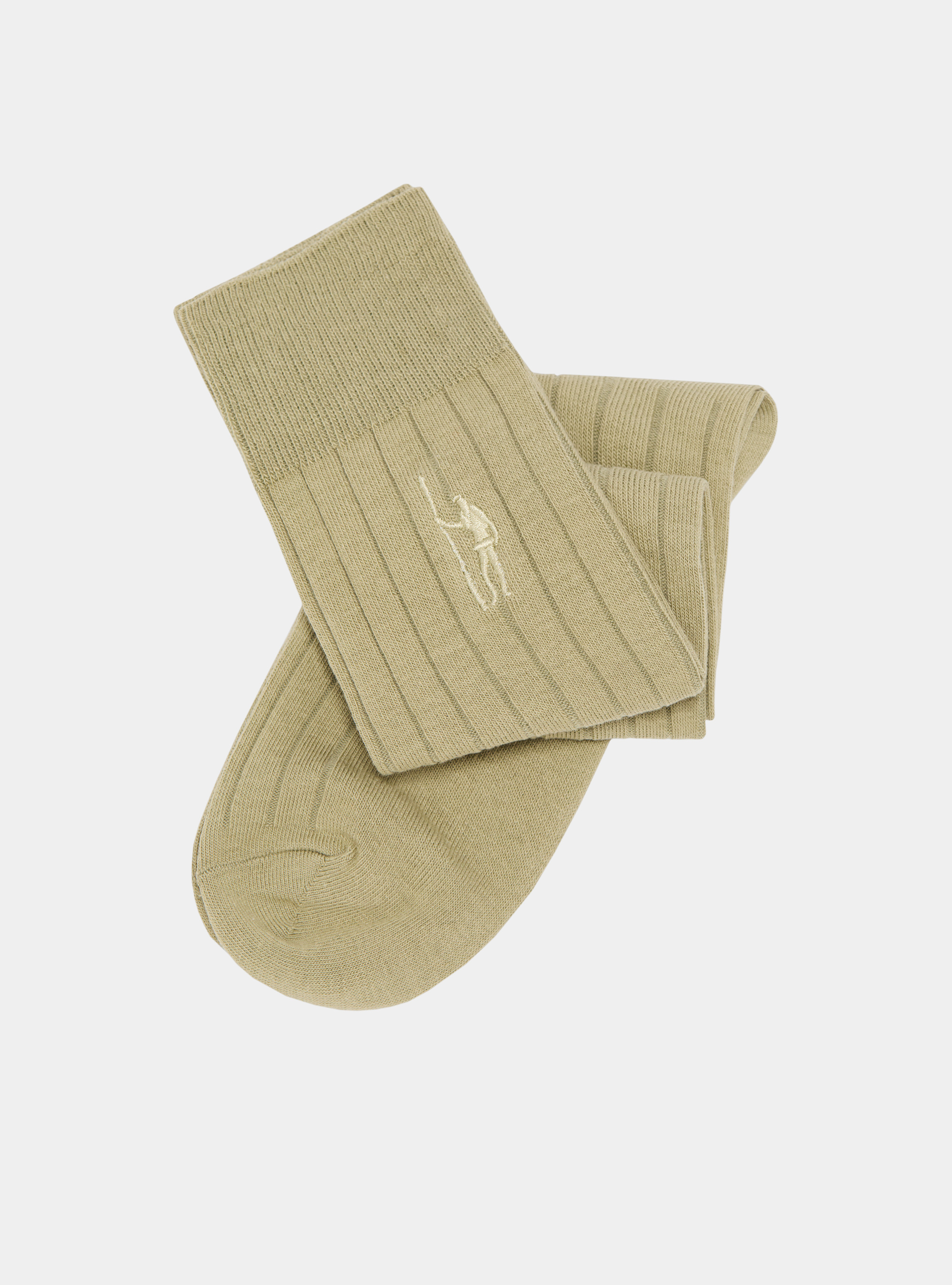 Calcetines de canalé con bordado, SALVIA 0602C