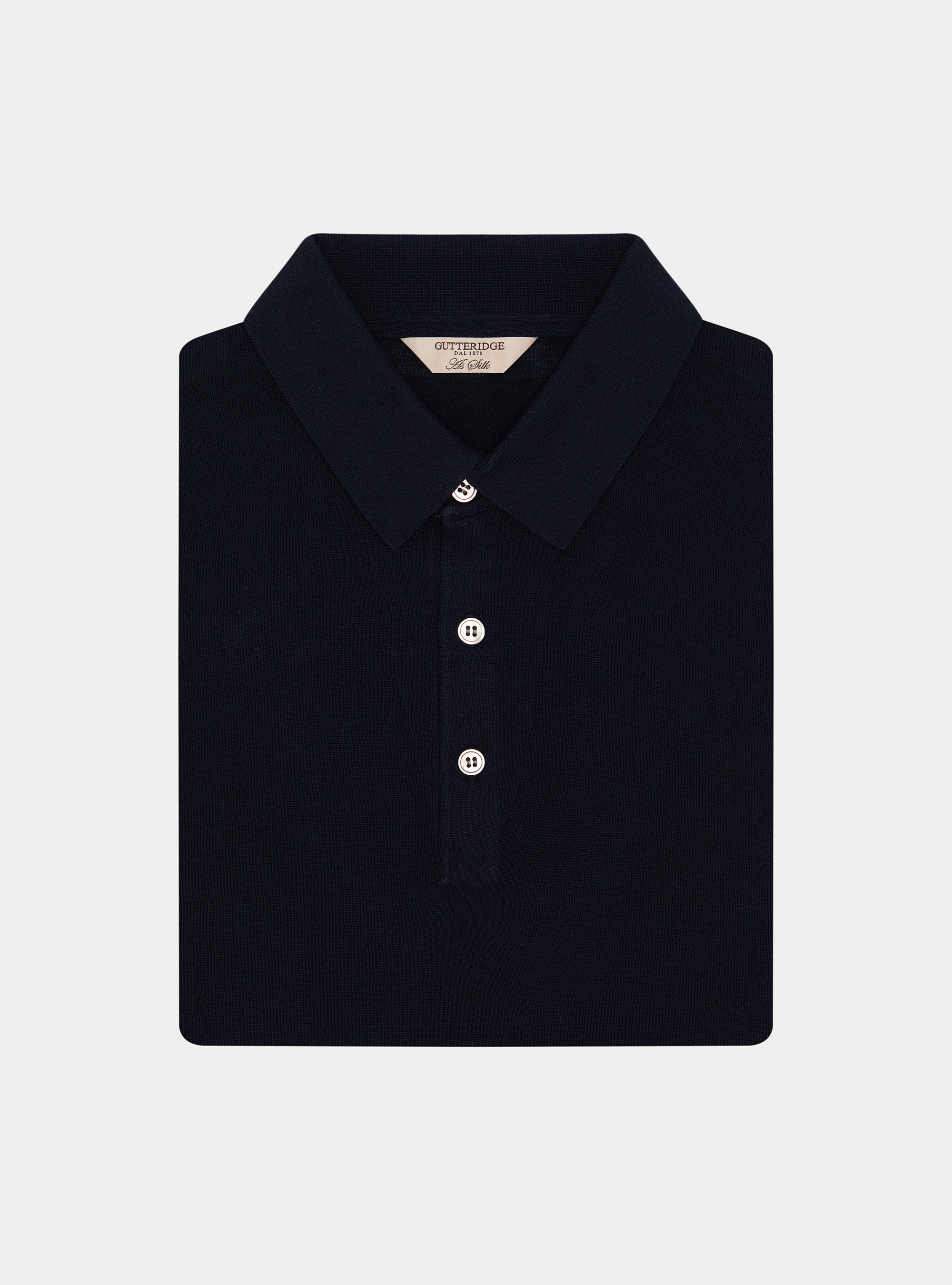 Polo en coton et soie, BLEU MARINE