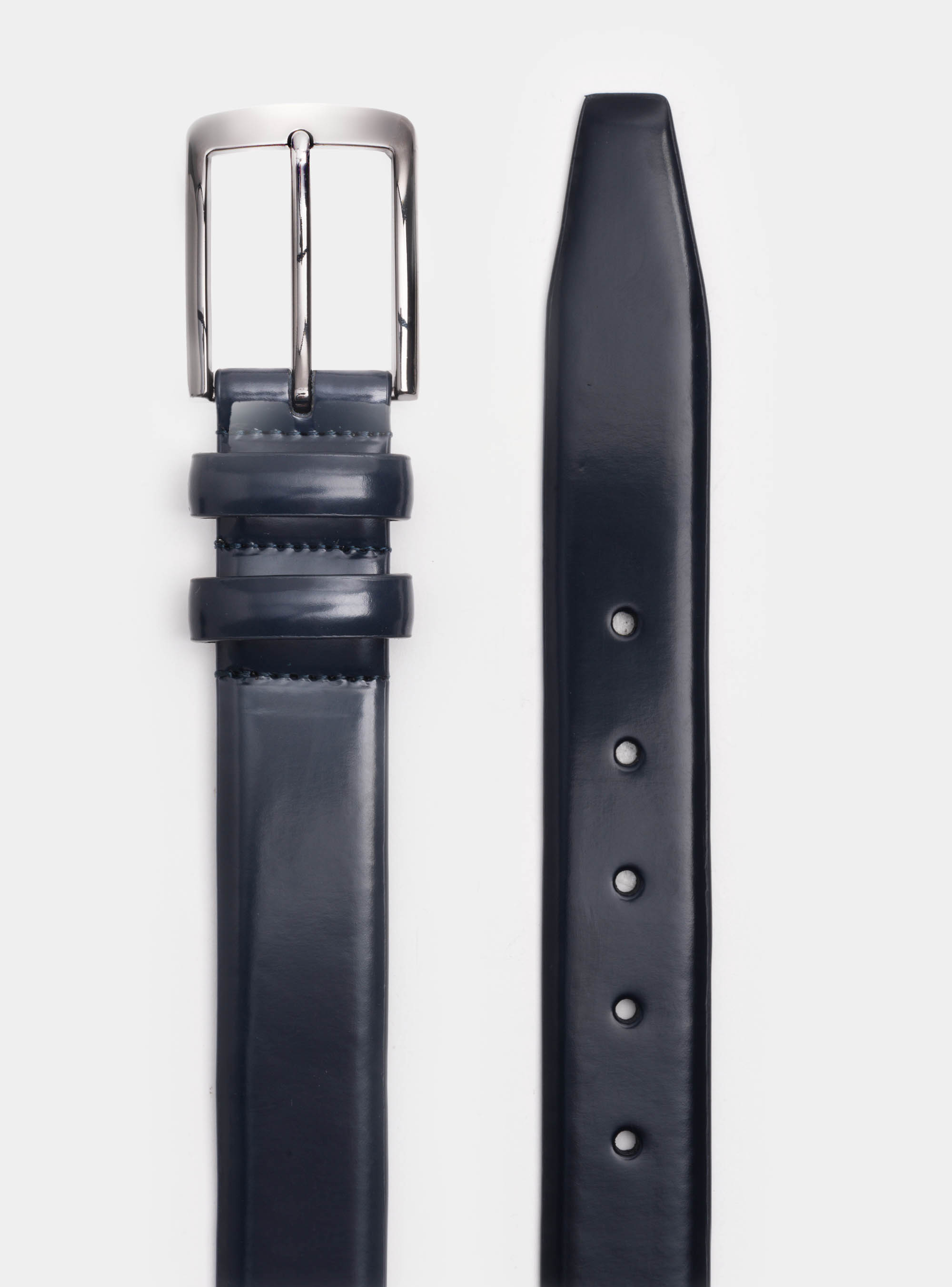 Matt brushed leather belt, NAVY BLUE