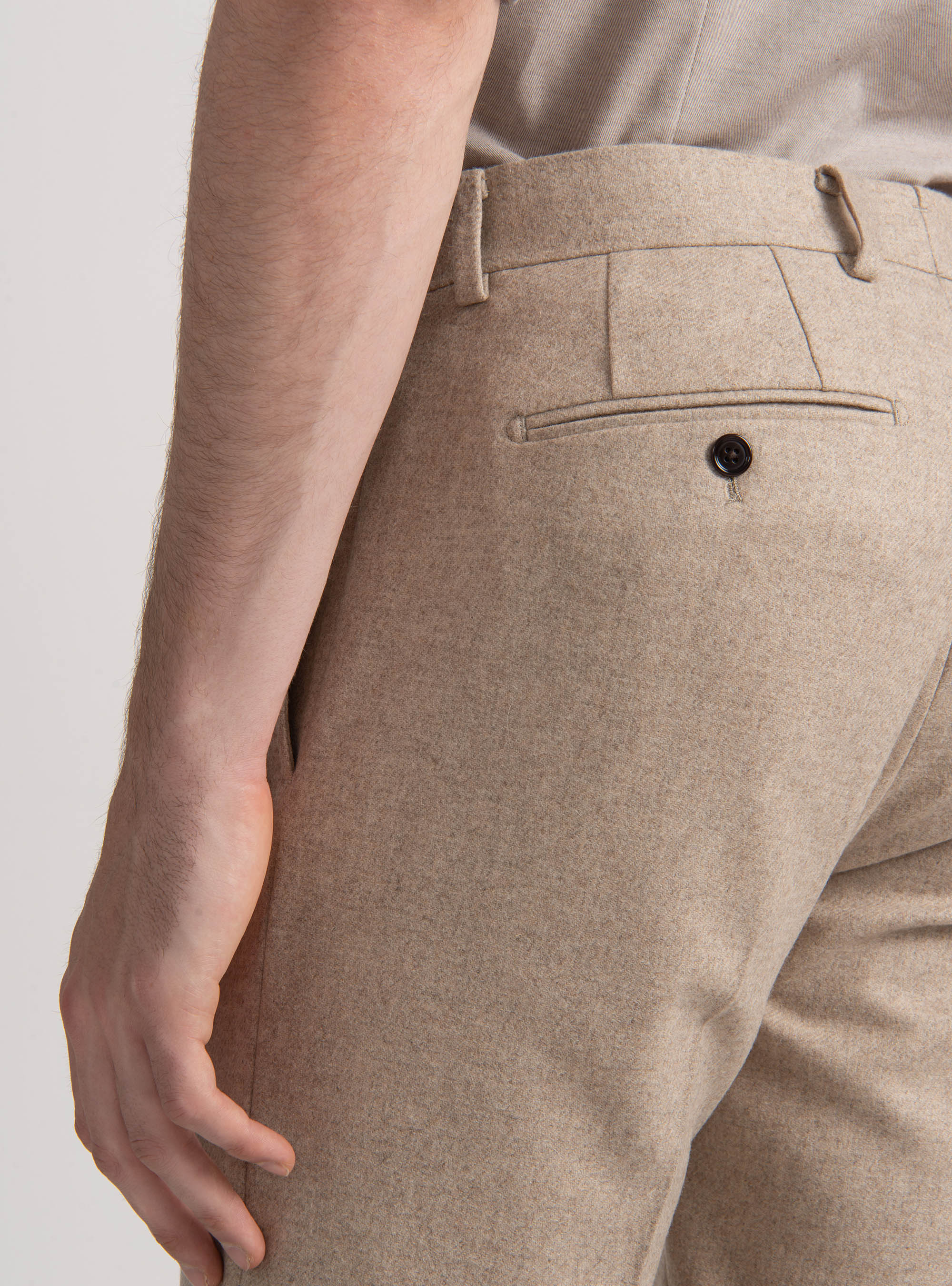 Pantaloni in flanella misto lana, SABBIA