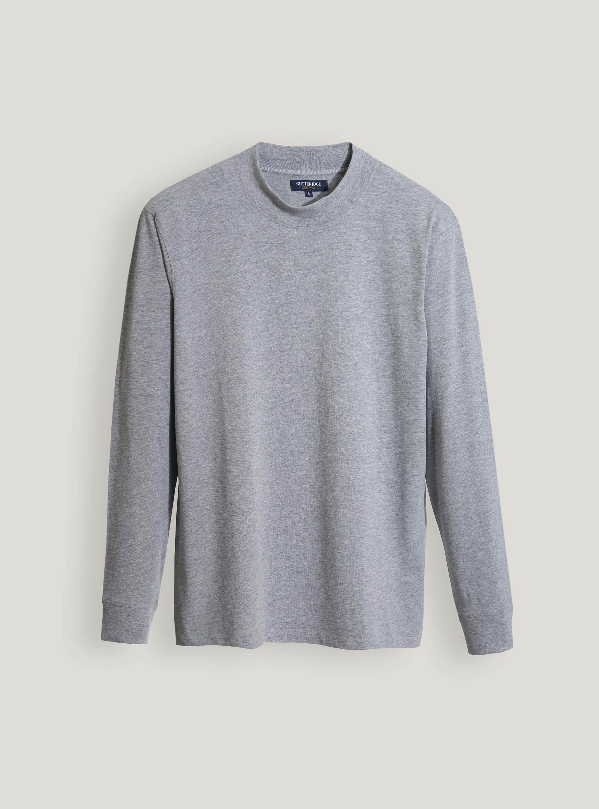 Camiseta de algodón elástico de manga larga, GRIS MARENGO