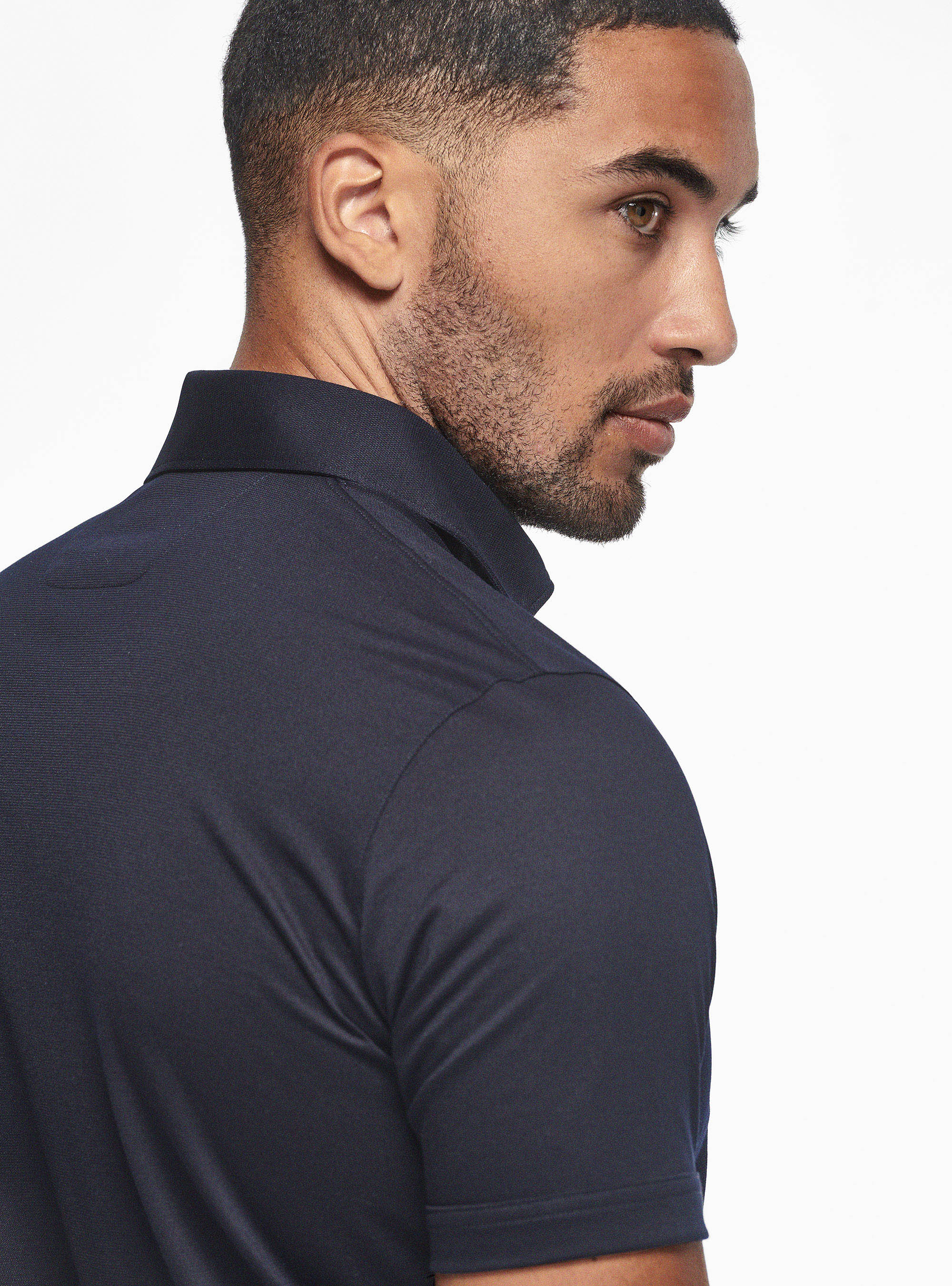 Polo piqu&eacute; en tissu COOLMAX, BLEU MARINE