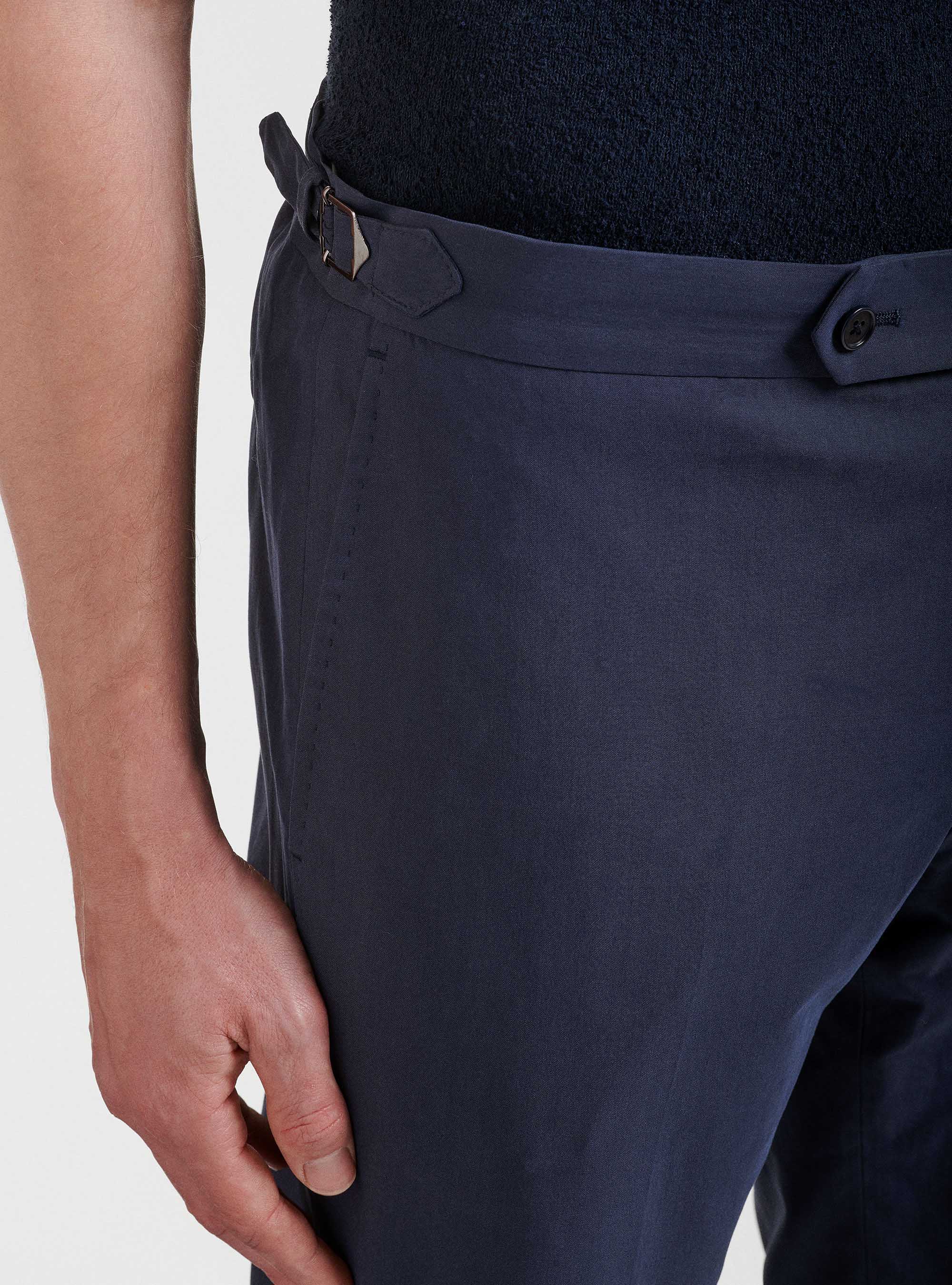 Pantalon de costume en coton DUEMILAGORI, BLEU MARINE