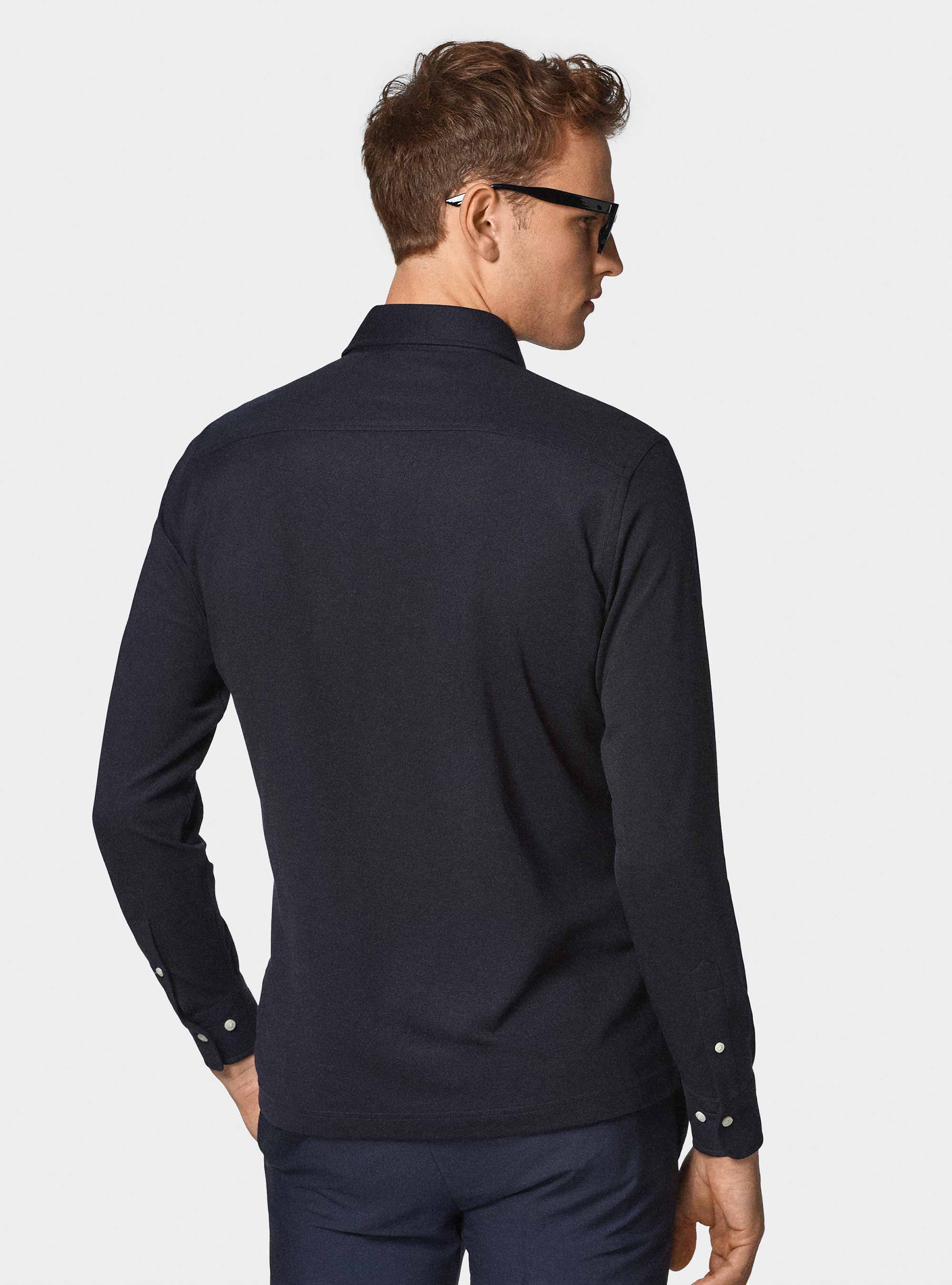 Camicia a polo GT01 in misto cotone piquet, BLU NAVY