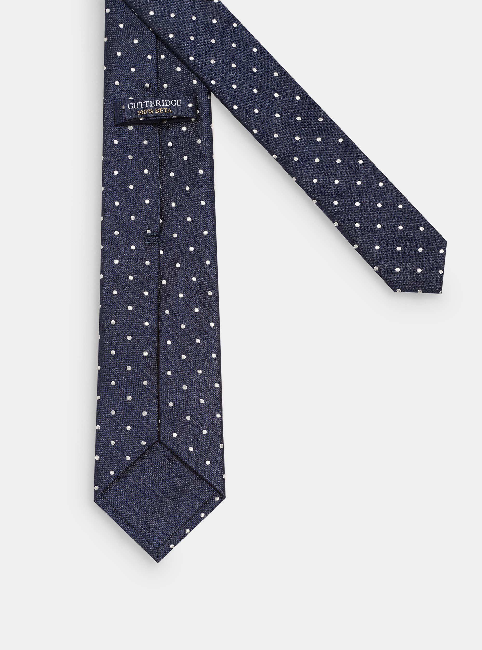 Polka dot silk tie, NAVY BLUE