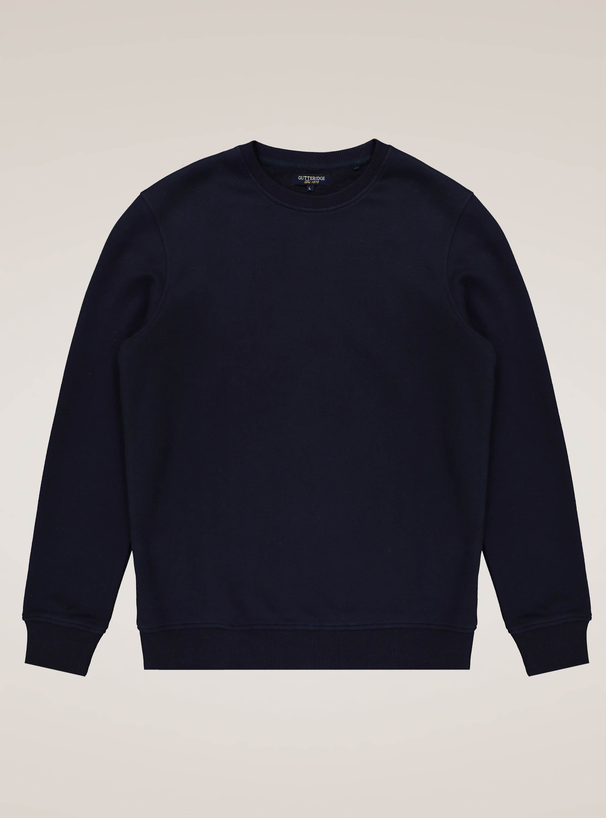 Cotton blend crew neck sweatshirt, NAVY BLUE