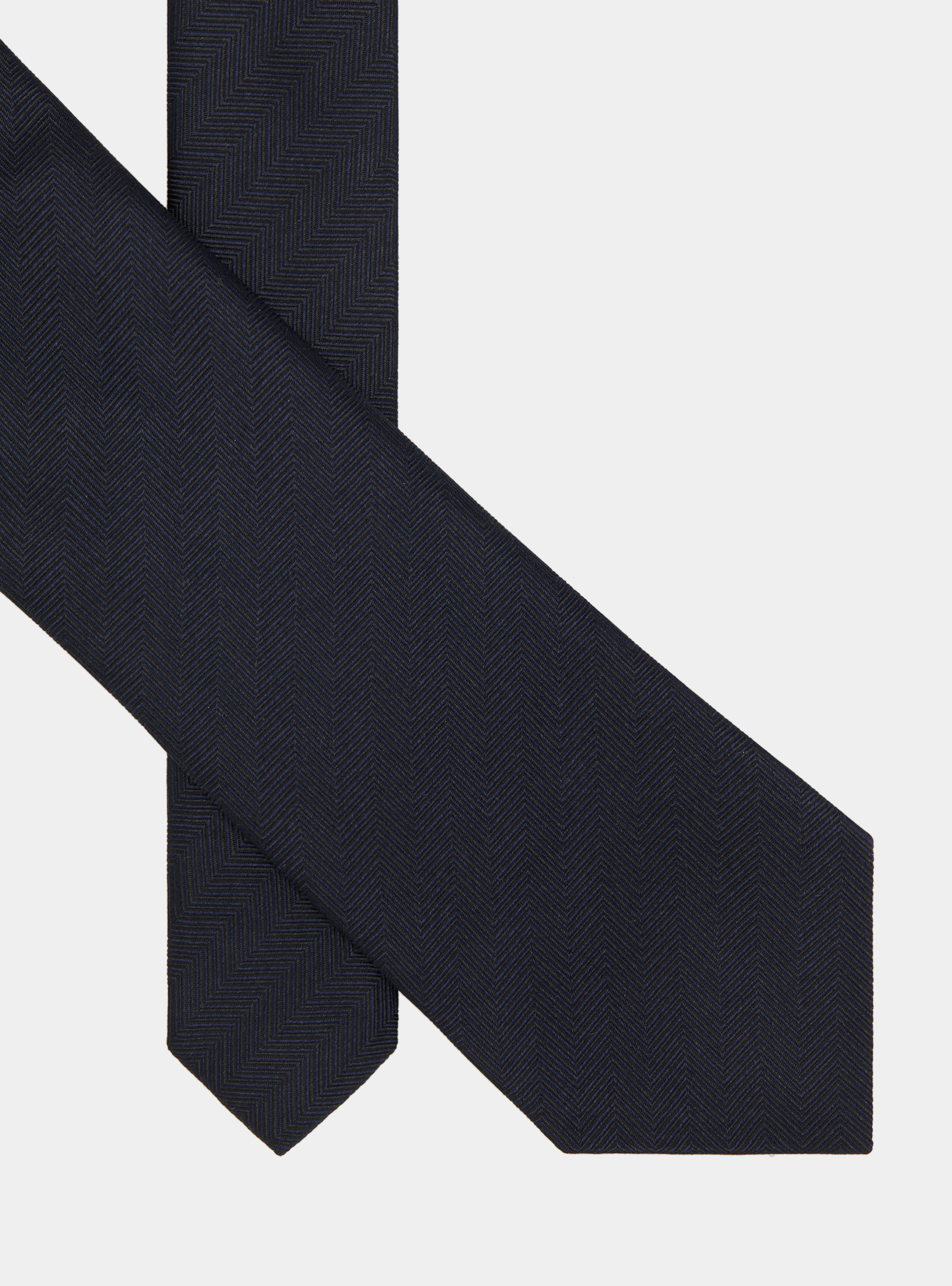 Herringbone silk tie, NAVY BLUE