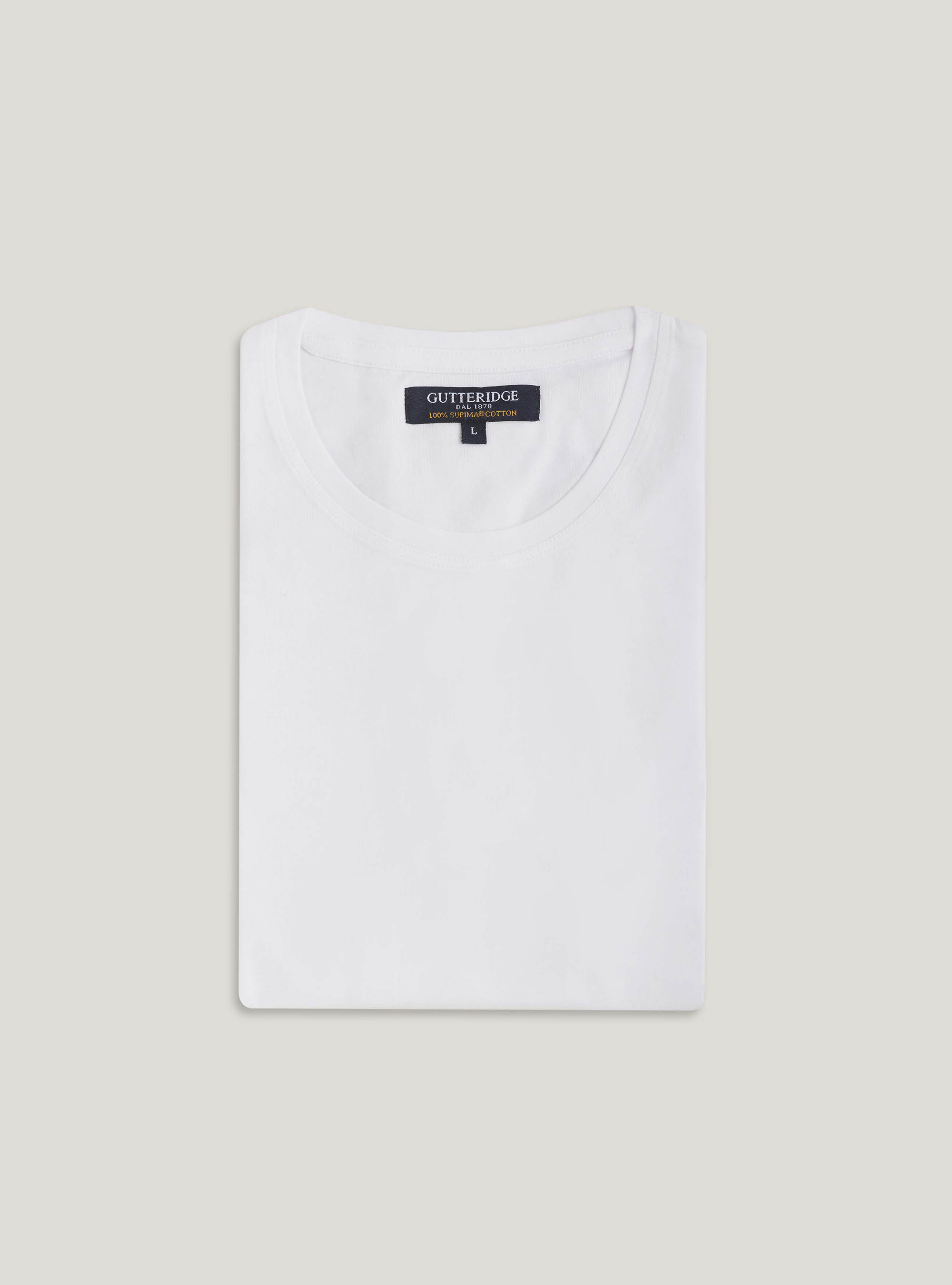 Tshirt mezza manica in jersey di cotone supima, BIANCO