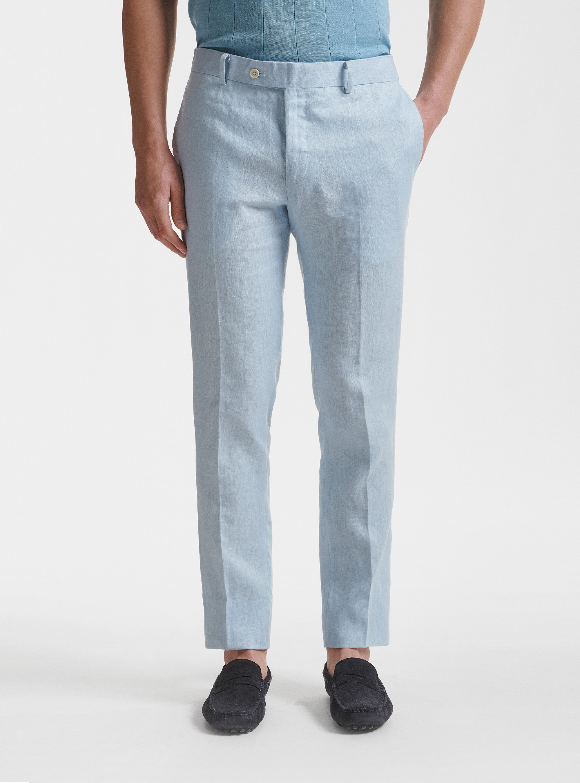 blue Linen trousers crystal blue  MADELEINE Fashion