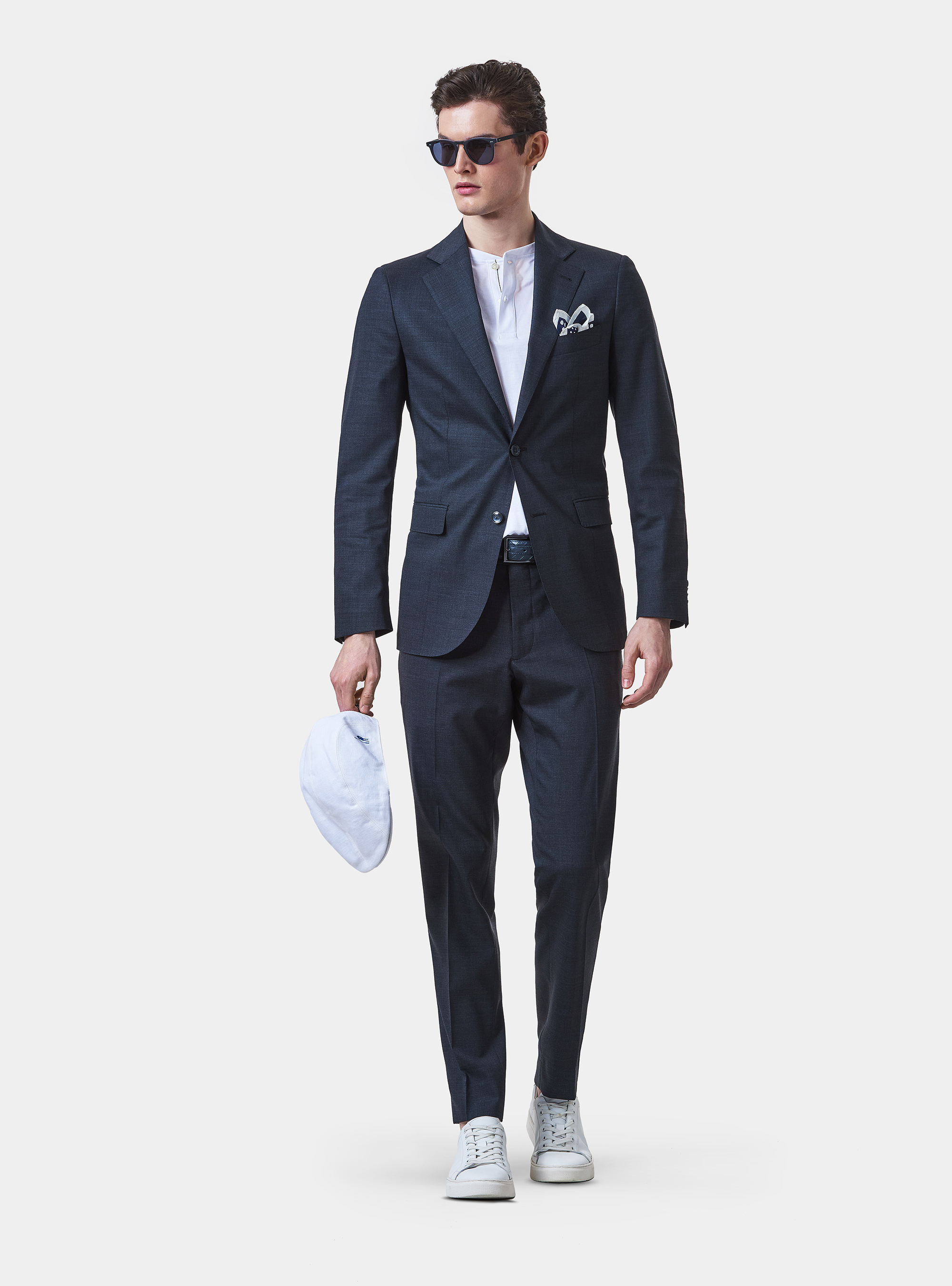 Pantaloni per abito in lana travelwear, ASFALTO 0112C