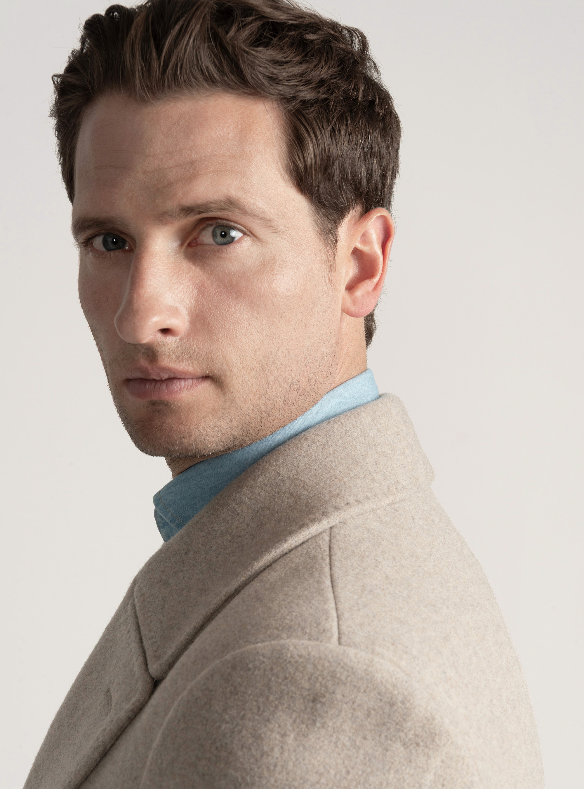 Peacoat in misto lana, ECRU