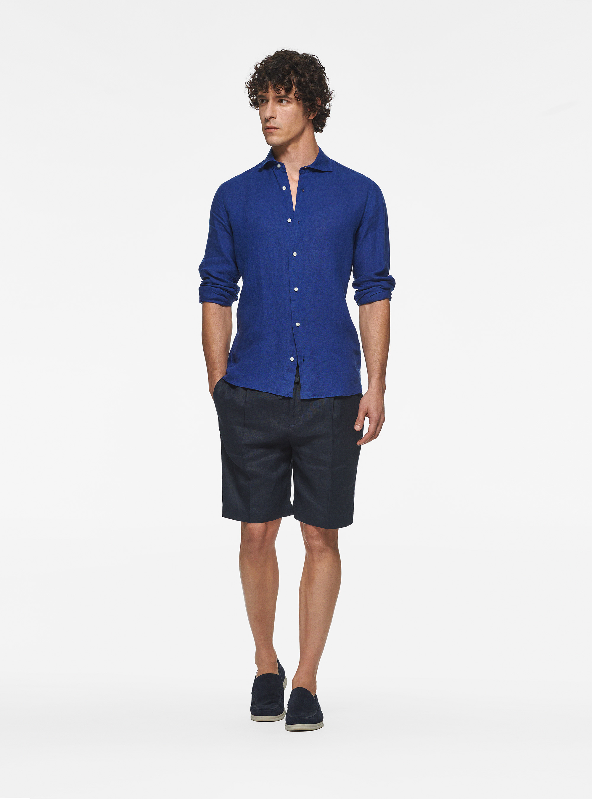 Pure linen shirt, BLUE