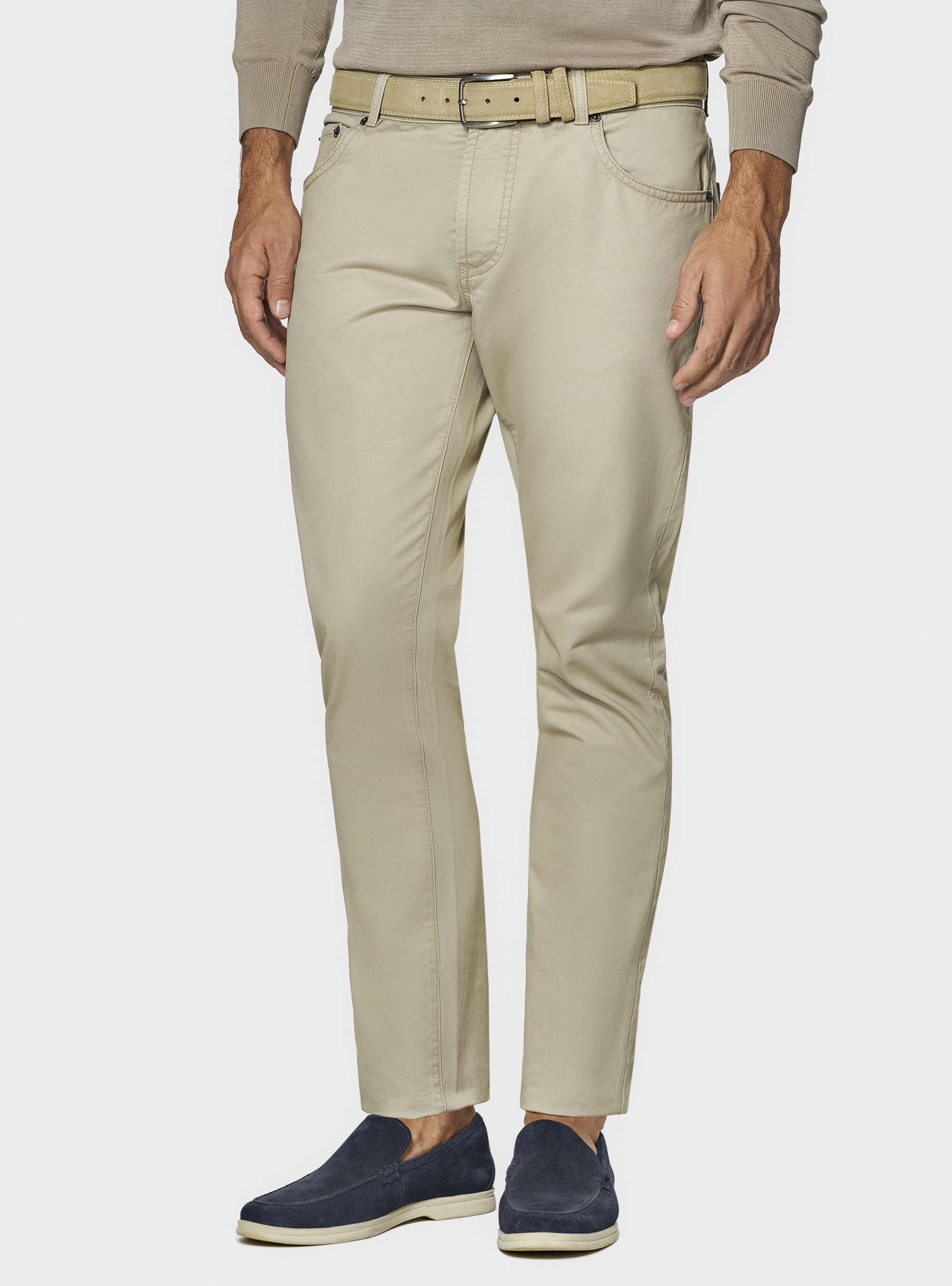 Cotton twill 5-pocket trousers, SAND