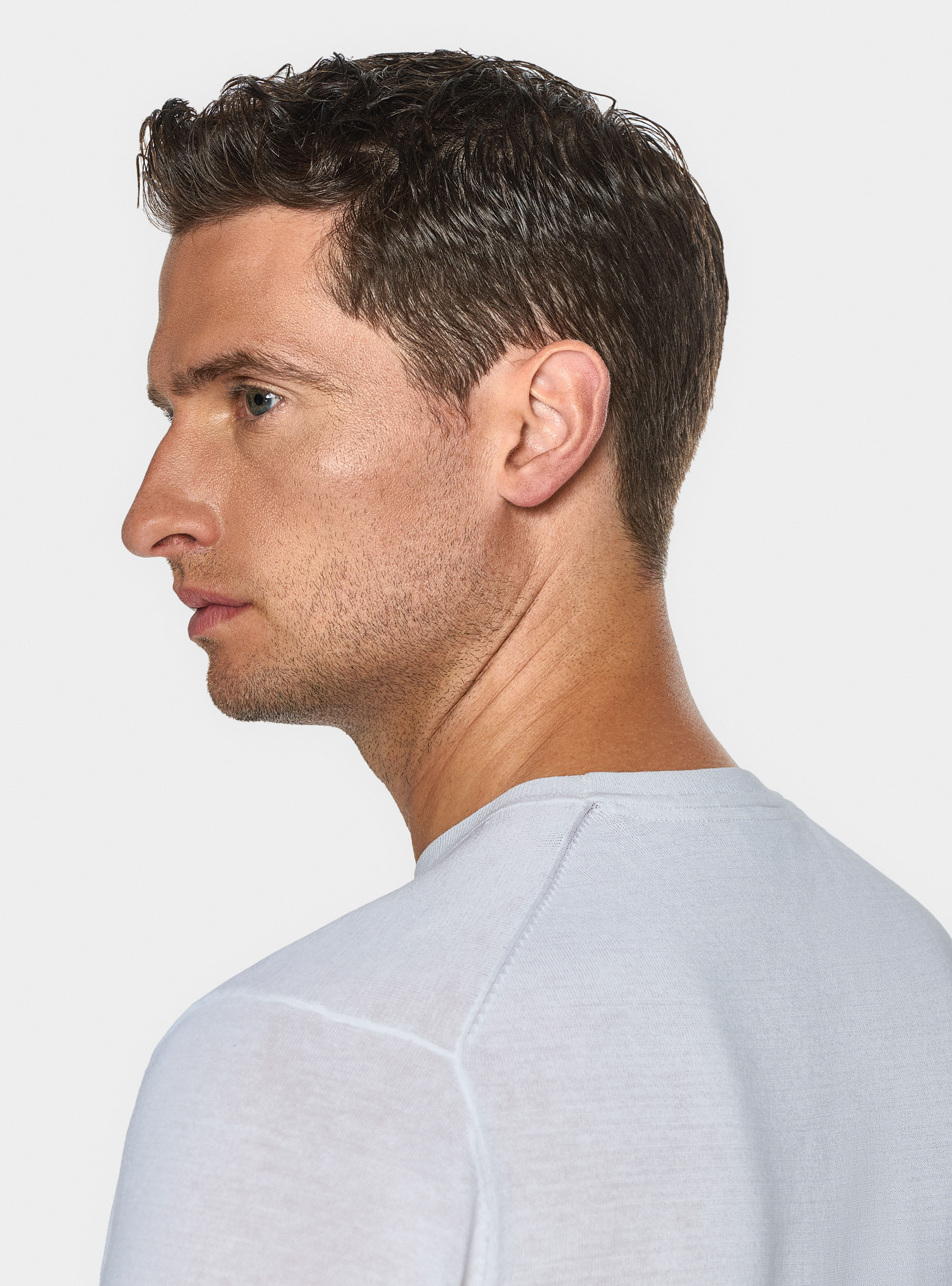 Maglia girocollo in cotone e seta, BIANCO