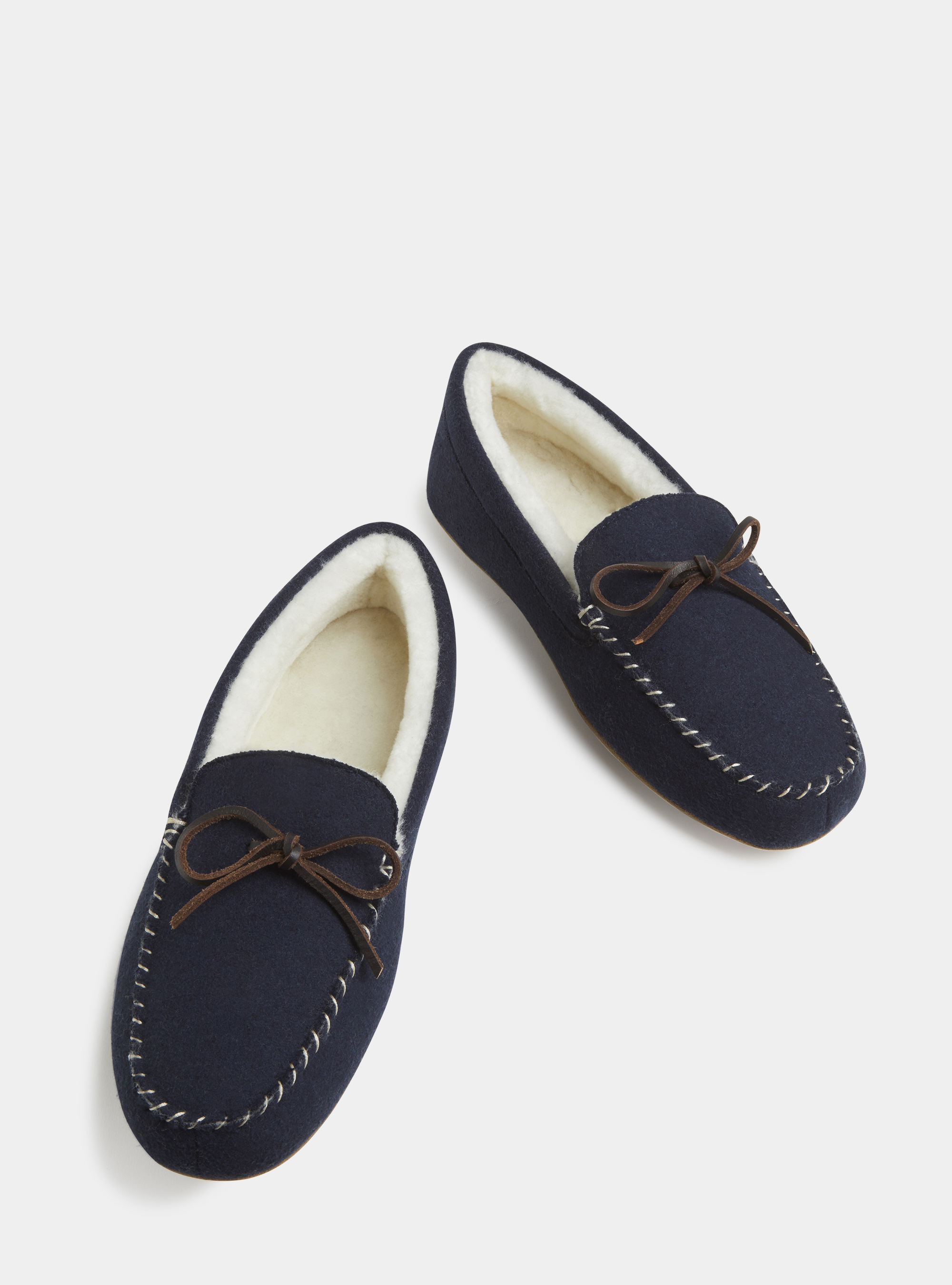 Pantofole a scarpetta in flanella tinta unita, BLU NAVY