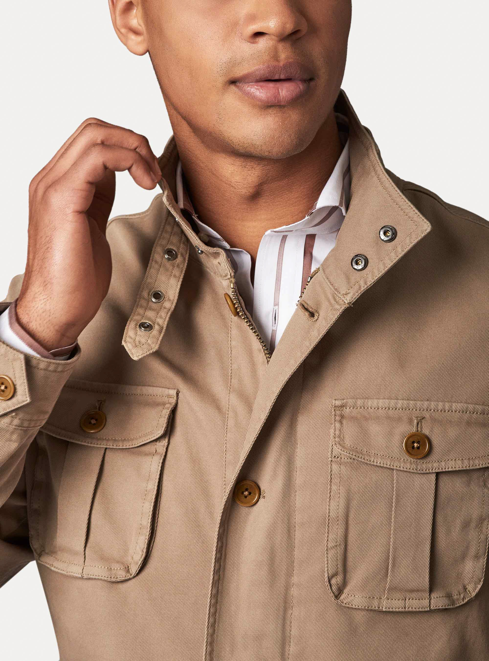 Twill cotton field jacket, MULTICOLOR
