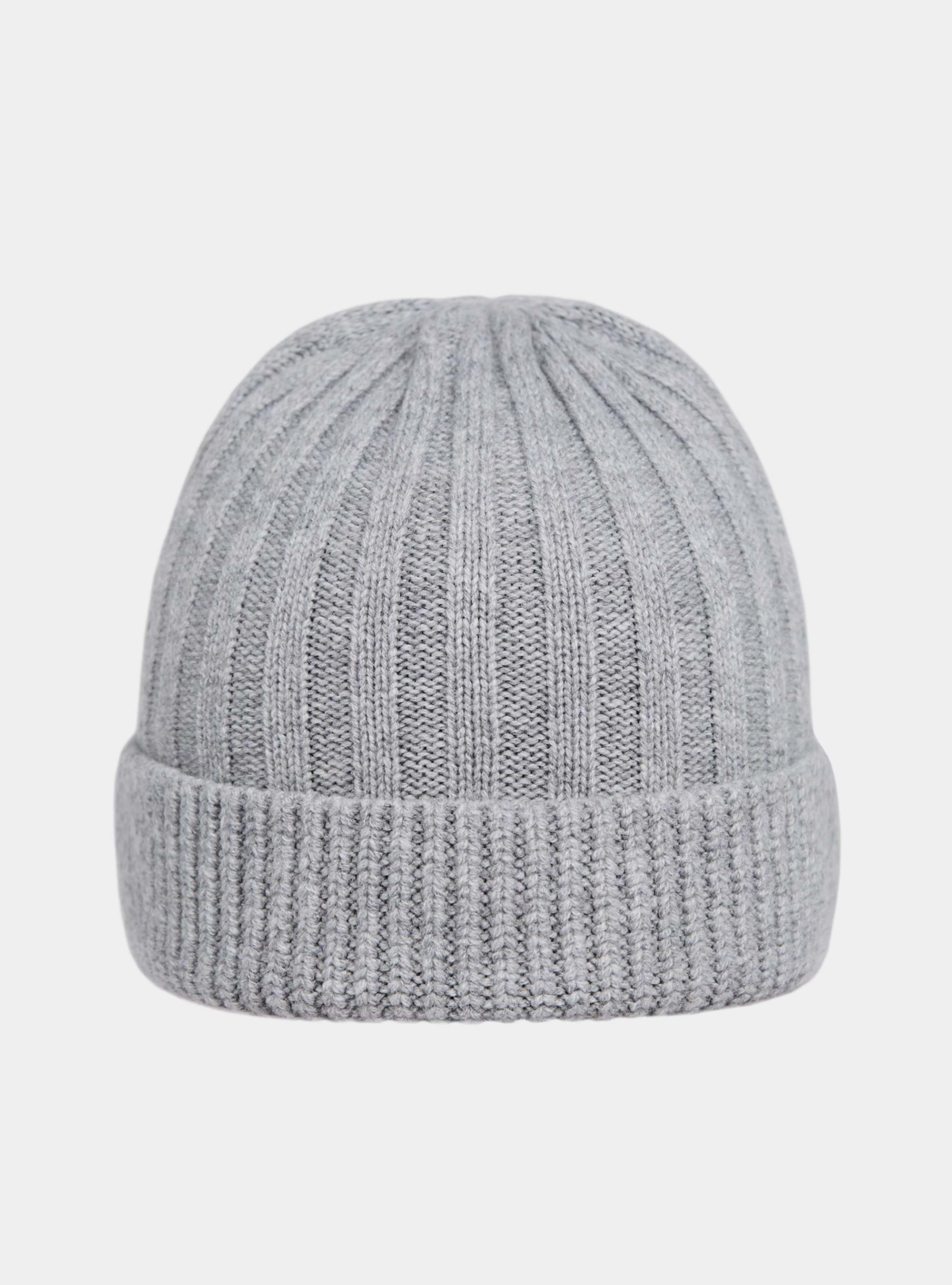 Cappello a costa inglese in misto cashmere, GRIGIO MELANGE 0151C