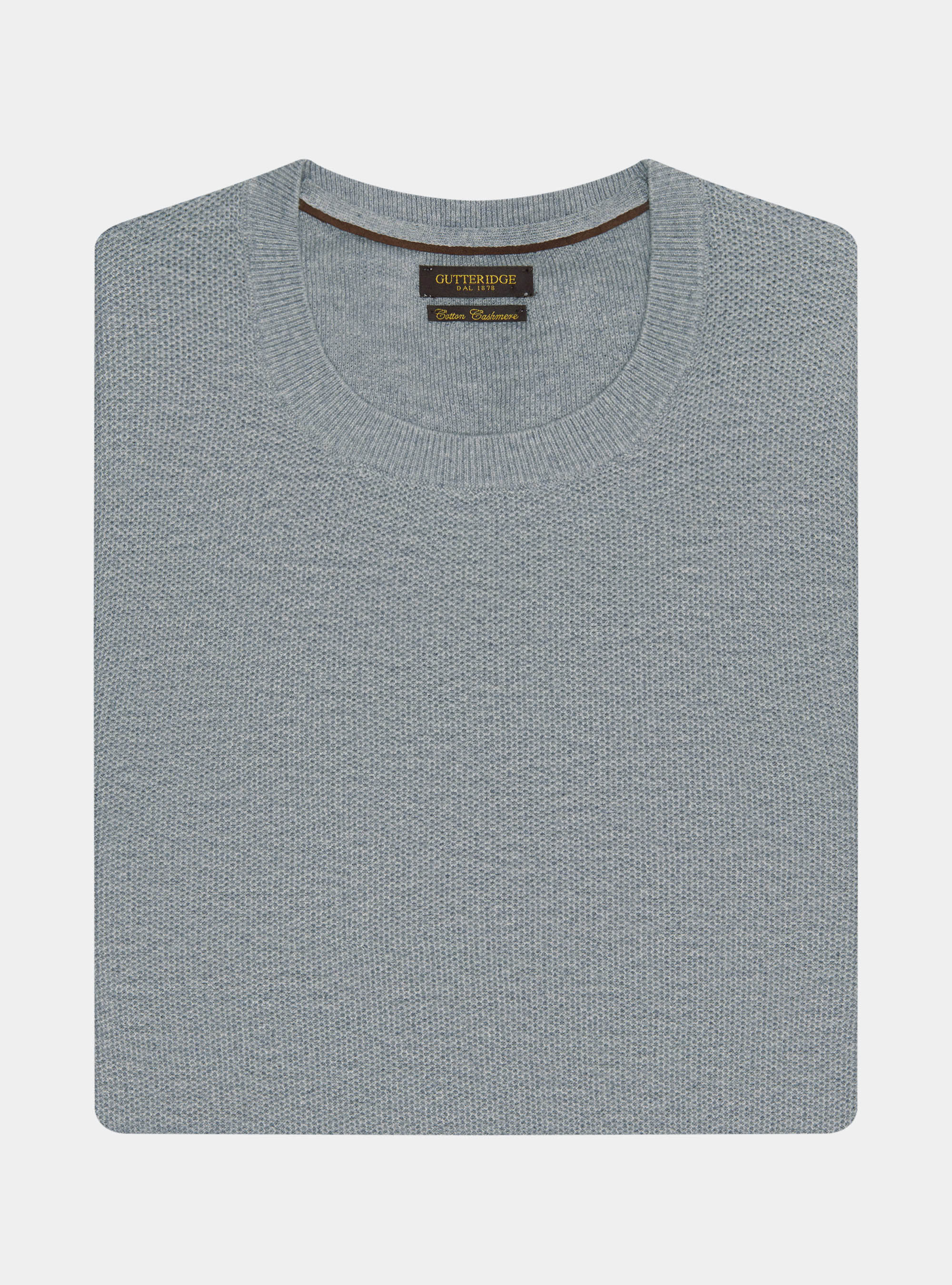 Maglia girocollo nido d'ape in cotone cashmere, GRIGIO MELANGE 0151C