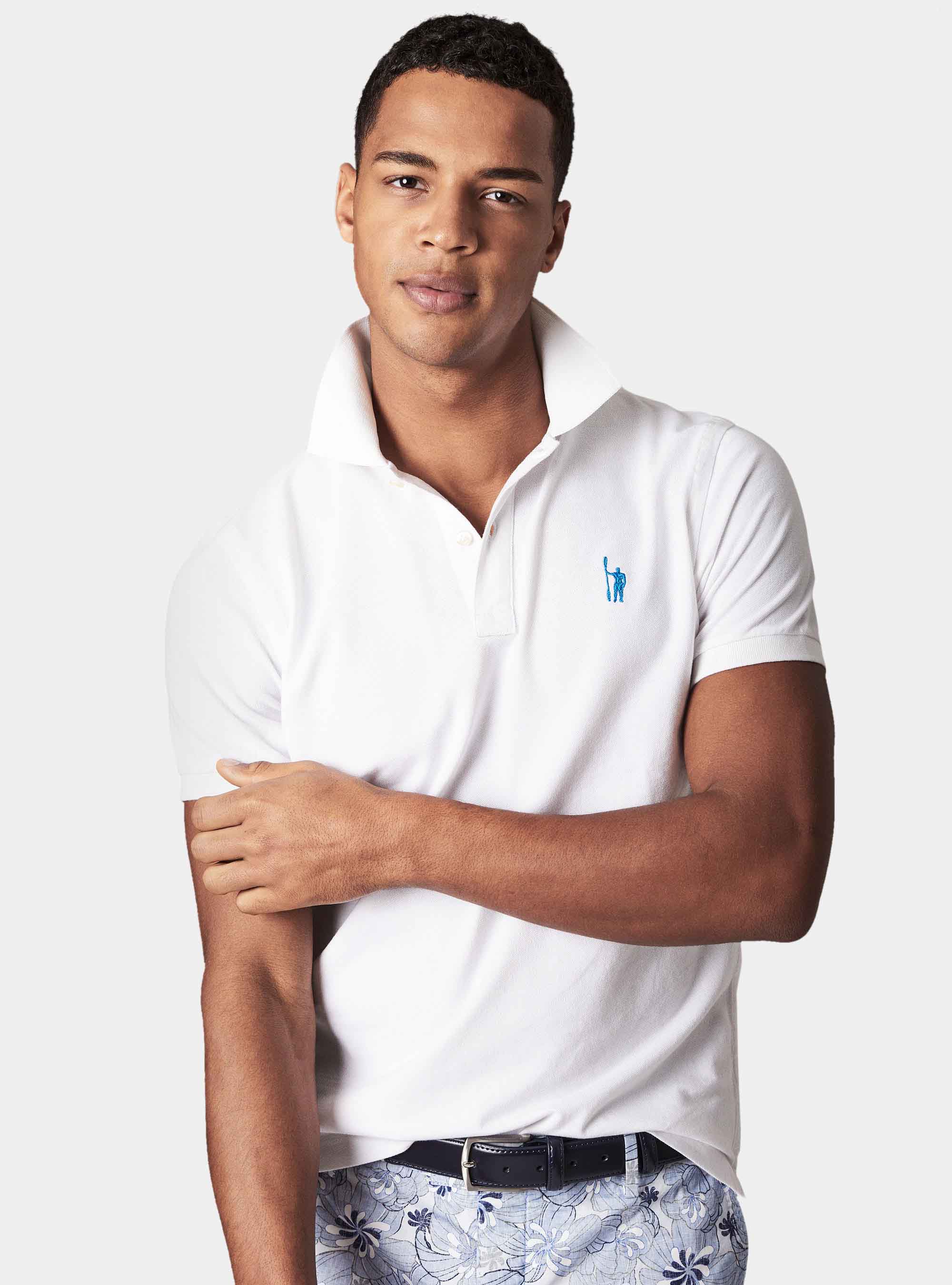 Polo basique en piqué, BLANC