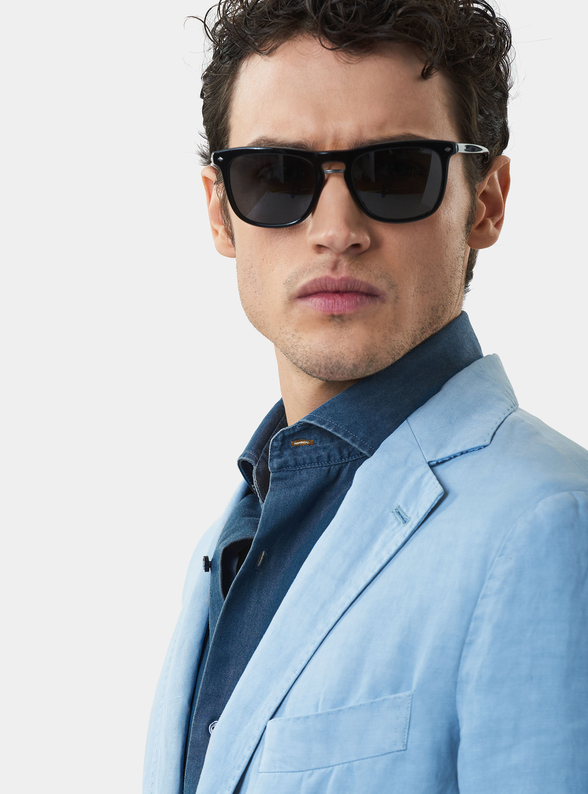 Linen blend blazer, LIGHT BLUE