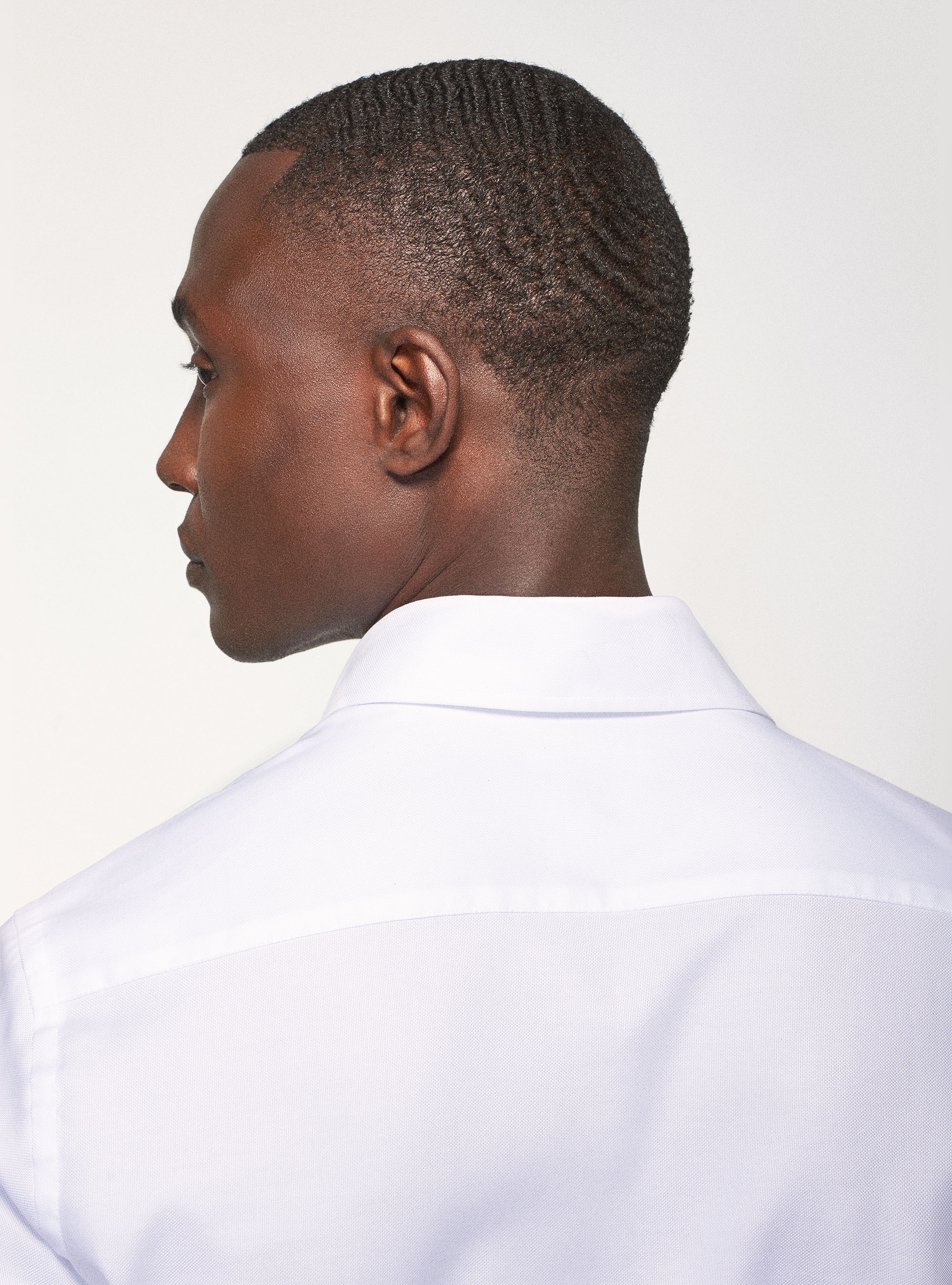 Slim fit shirt in stretch cotton pique, WHITE