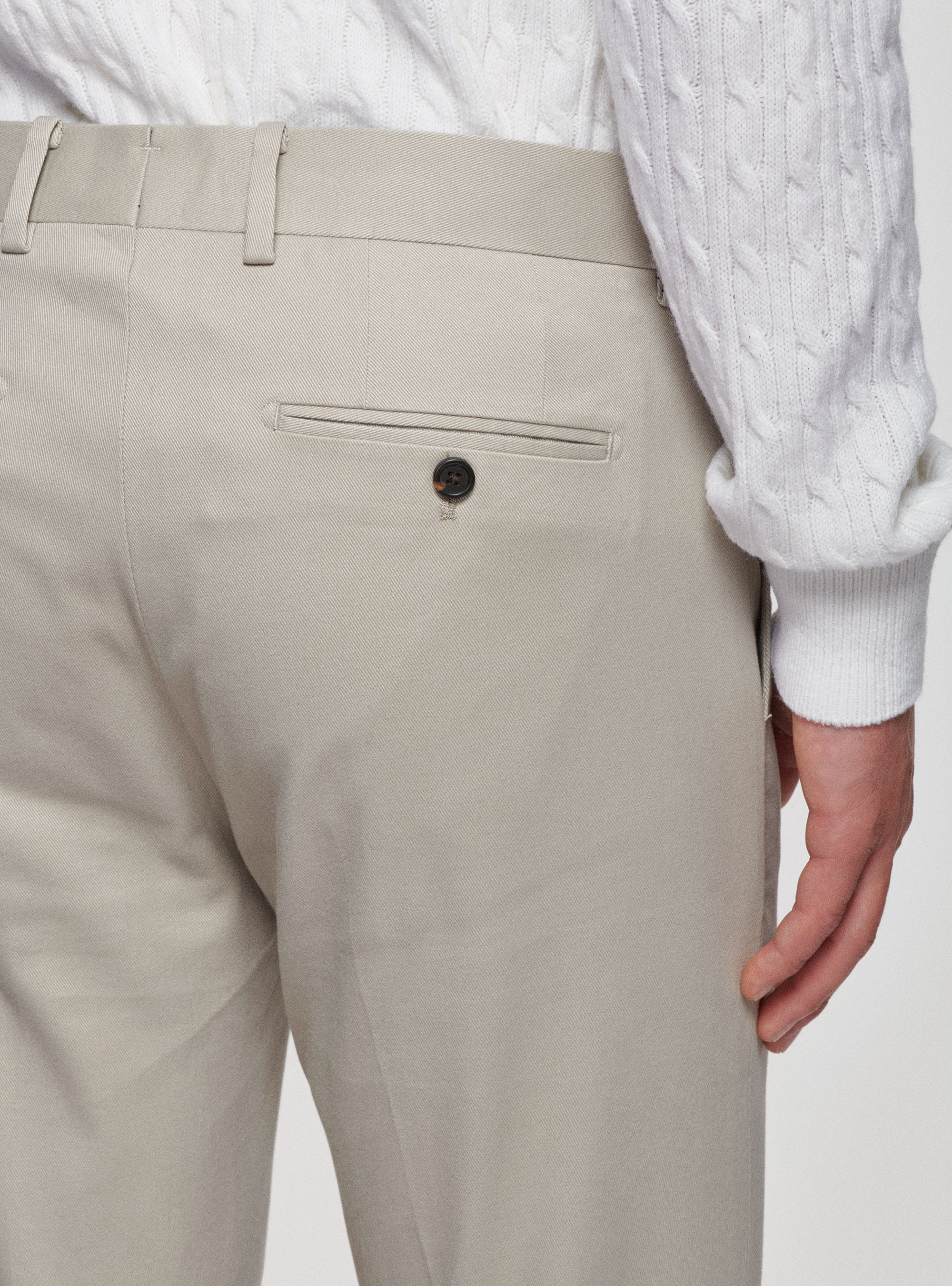 Pantaloni in cotone smerigliato, ECRU