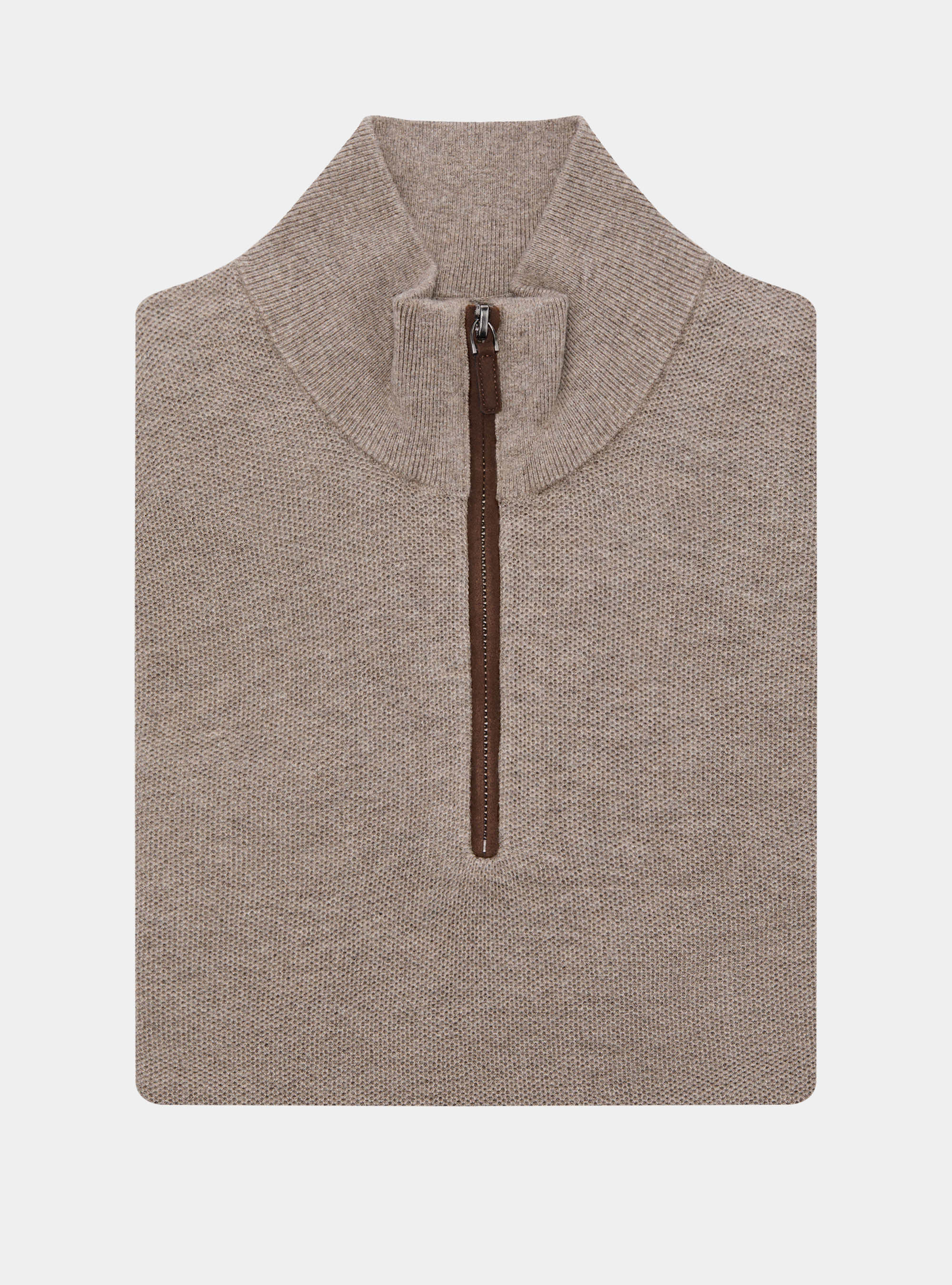 Maglia con mezza zip nido d'ape in cotone cashmere, BARRO