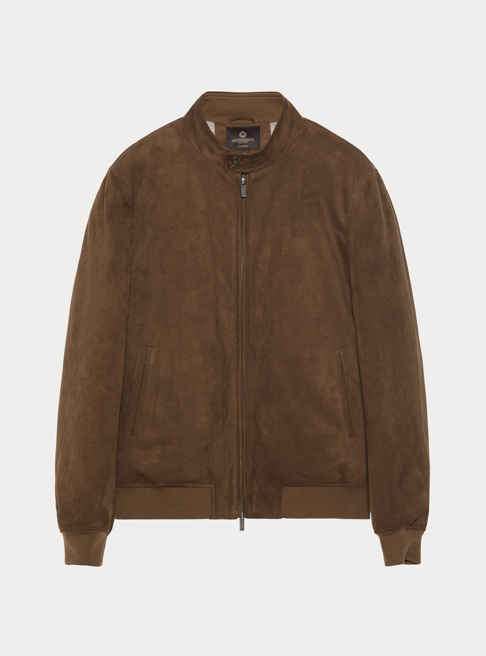 Suede-effect padded jacket, BROWN