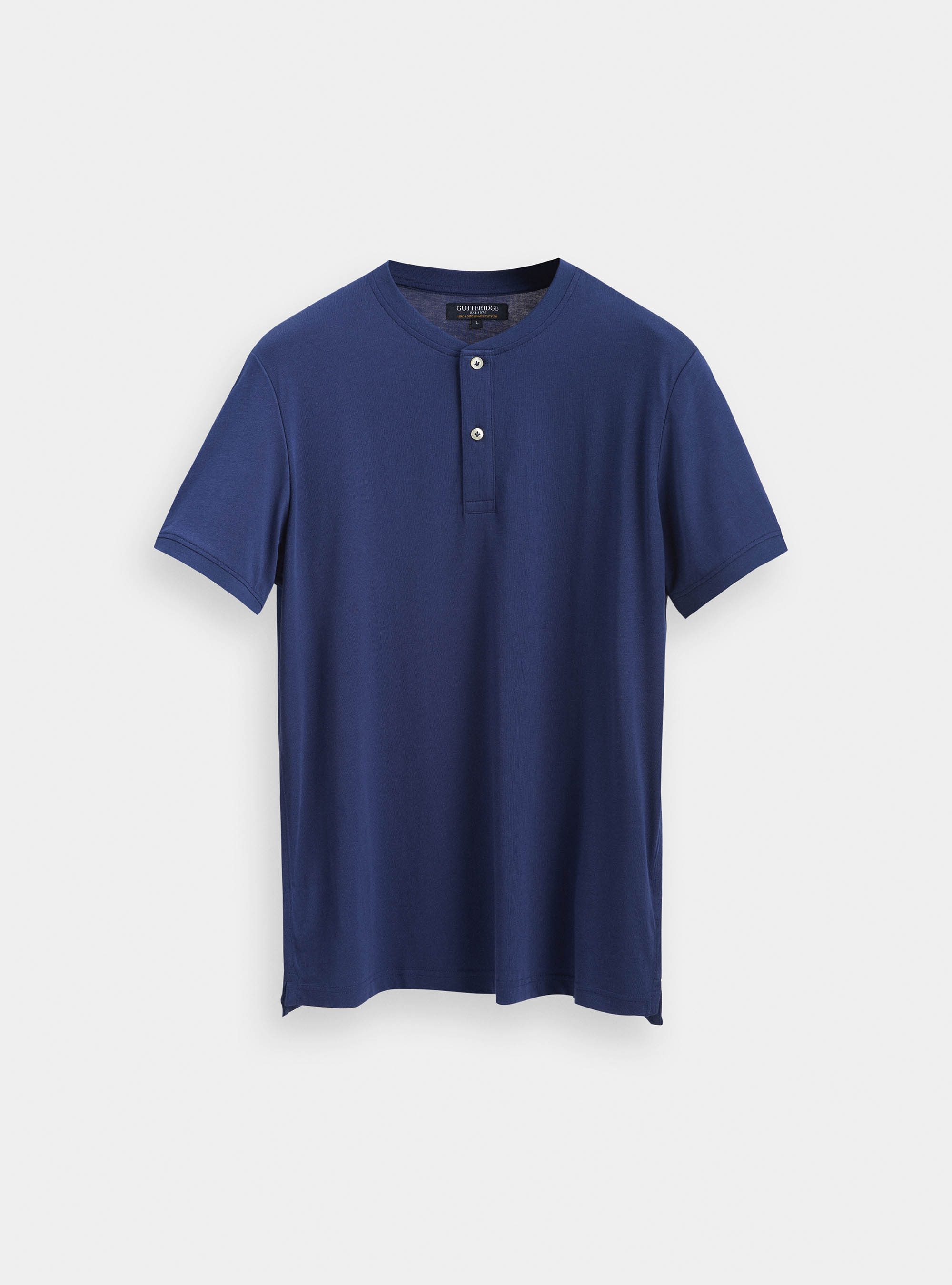 Camiseta Serafino en 100% algodón jersey supima, AZUL MEDIO