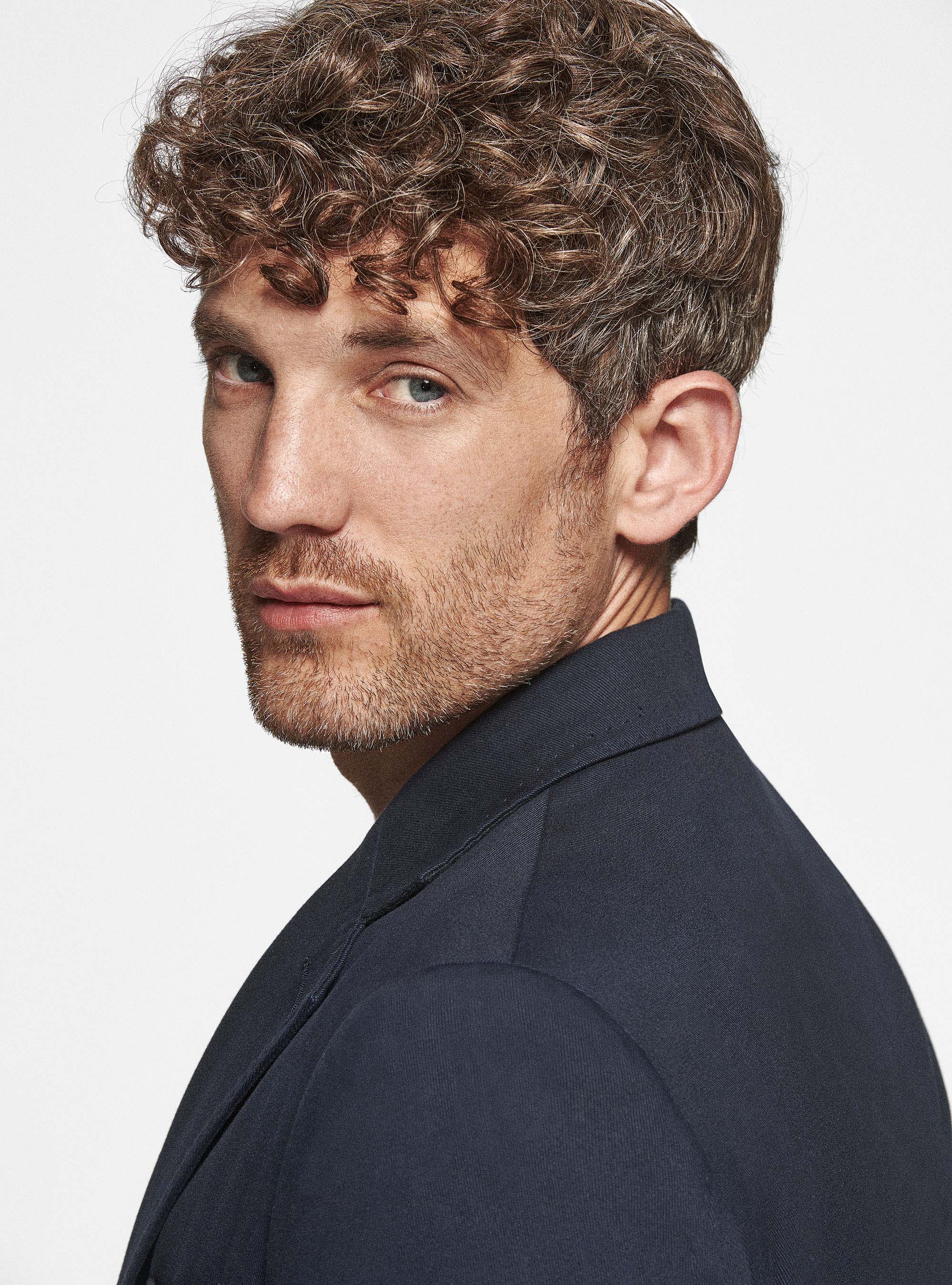 Giacca in cotone smerigliato, BLU NAVY