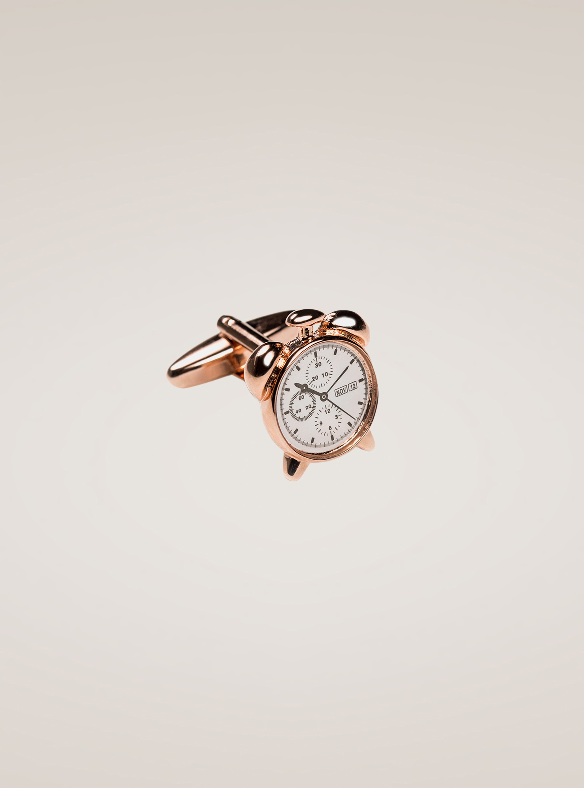 Alarm clock cufflinks, ACCIAIO 371C