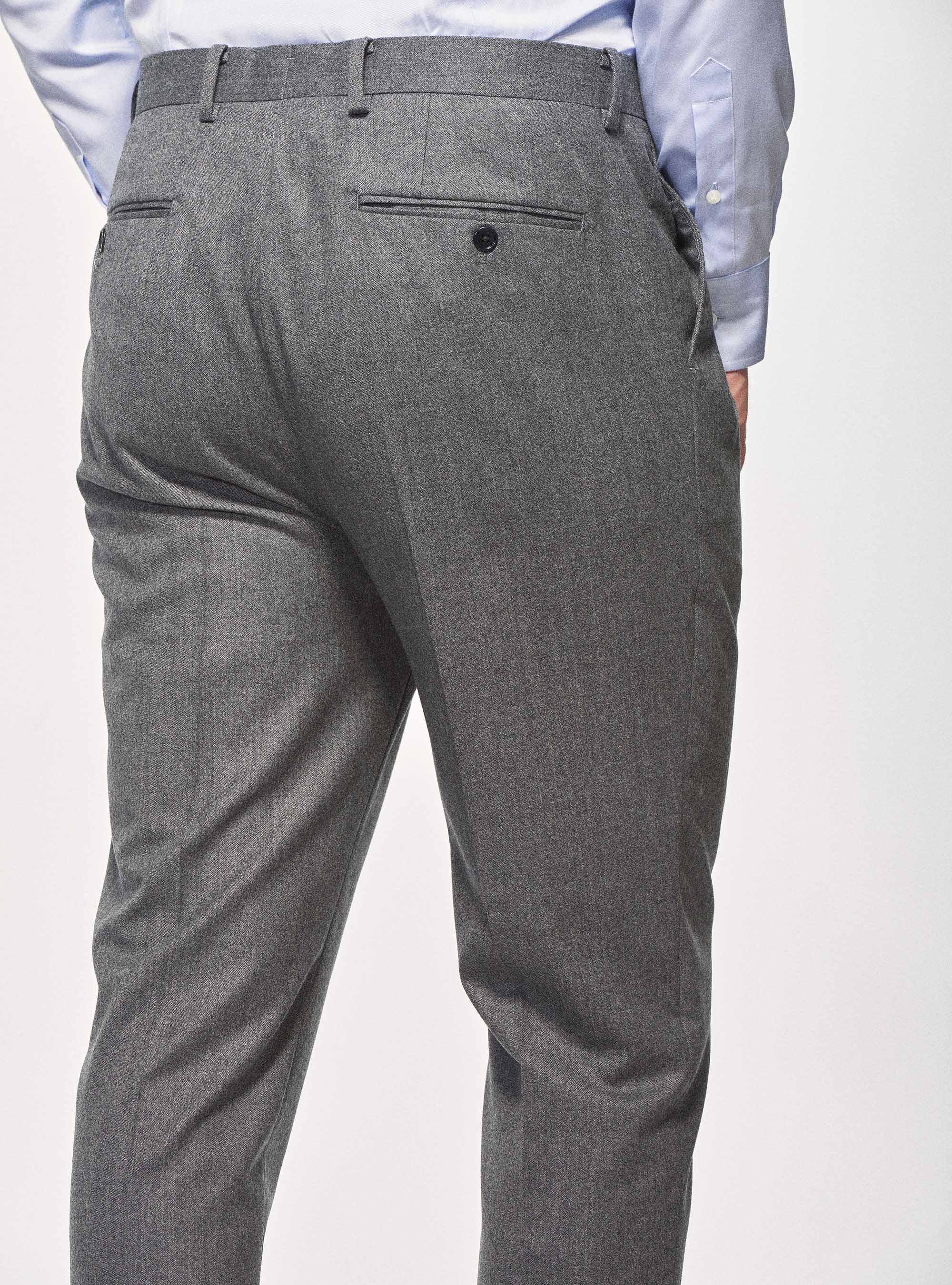 Pantaloni per abito in flanella di lana superfine 120's Vitale Barberis Canonico, GRIGIO CHIARO