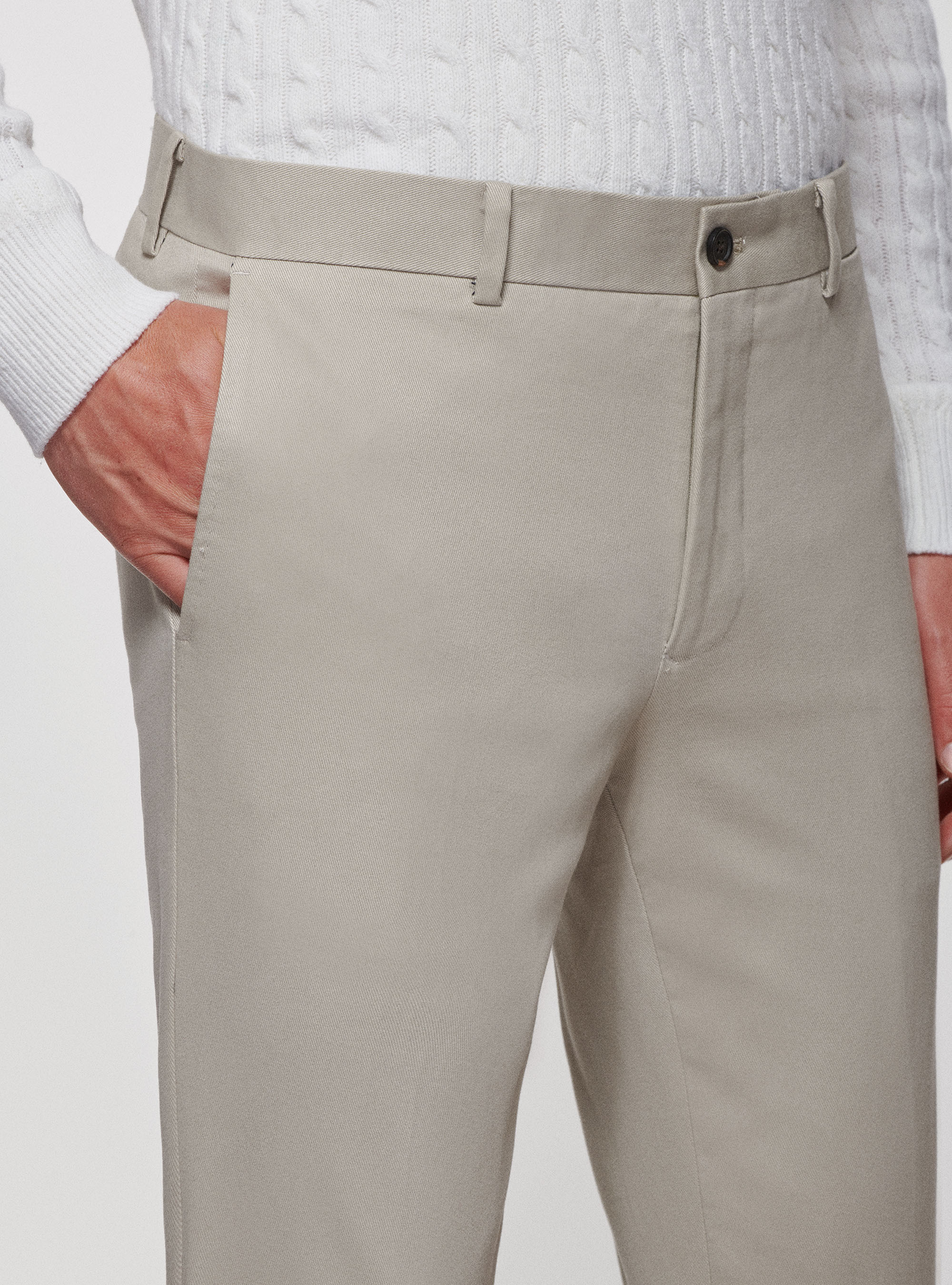 Pantaloni in cotone smerigliato, ECRU