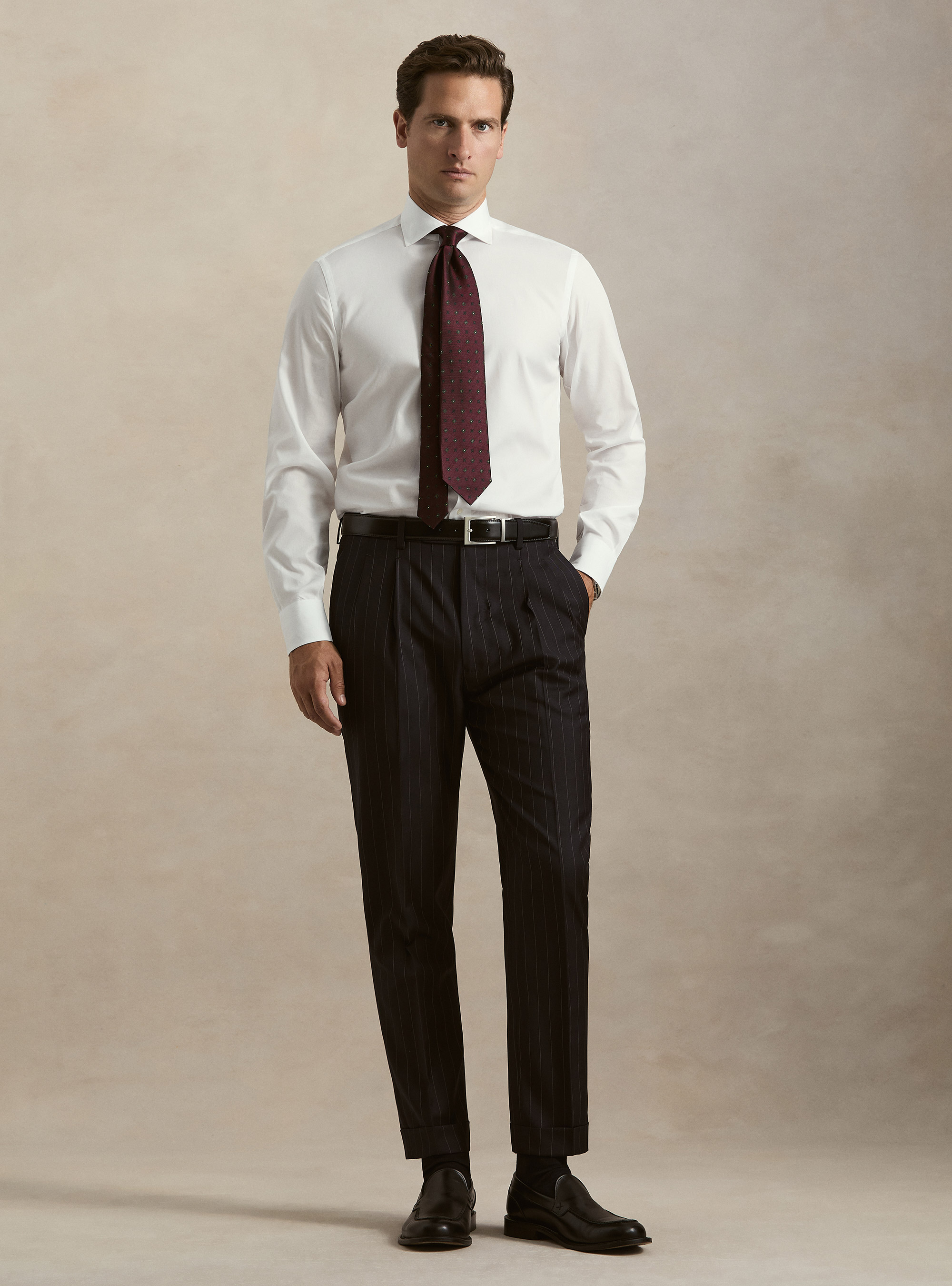 Cotton shirt fil a fil, WHITE