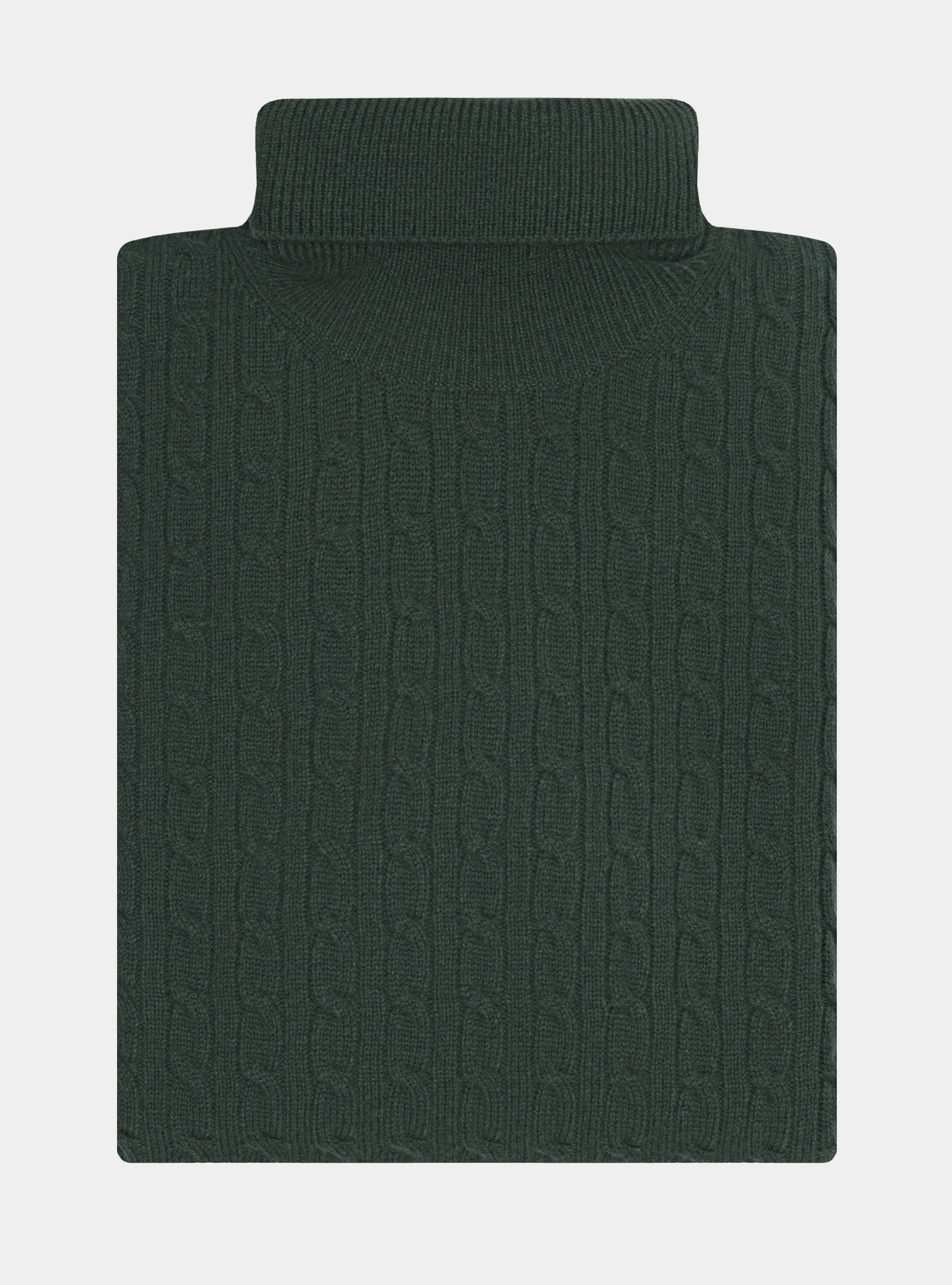 Maglia collo alto in lana cashmere con treccia, MILITARE 0609C