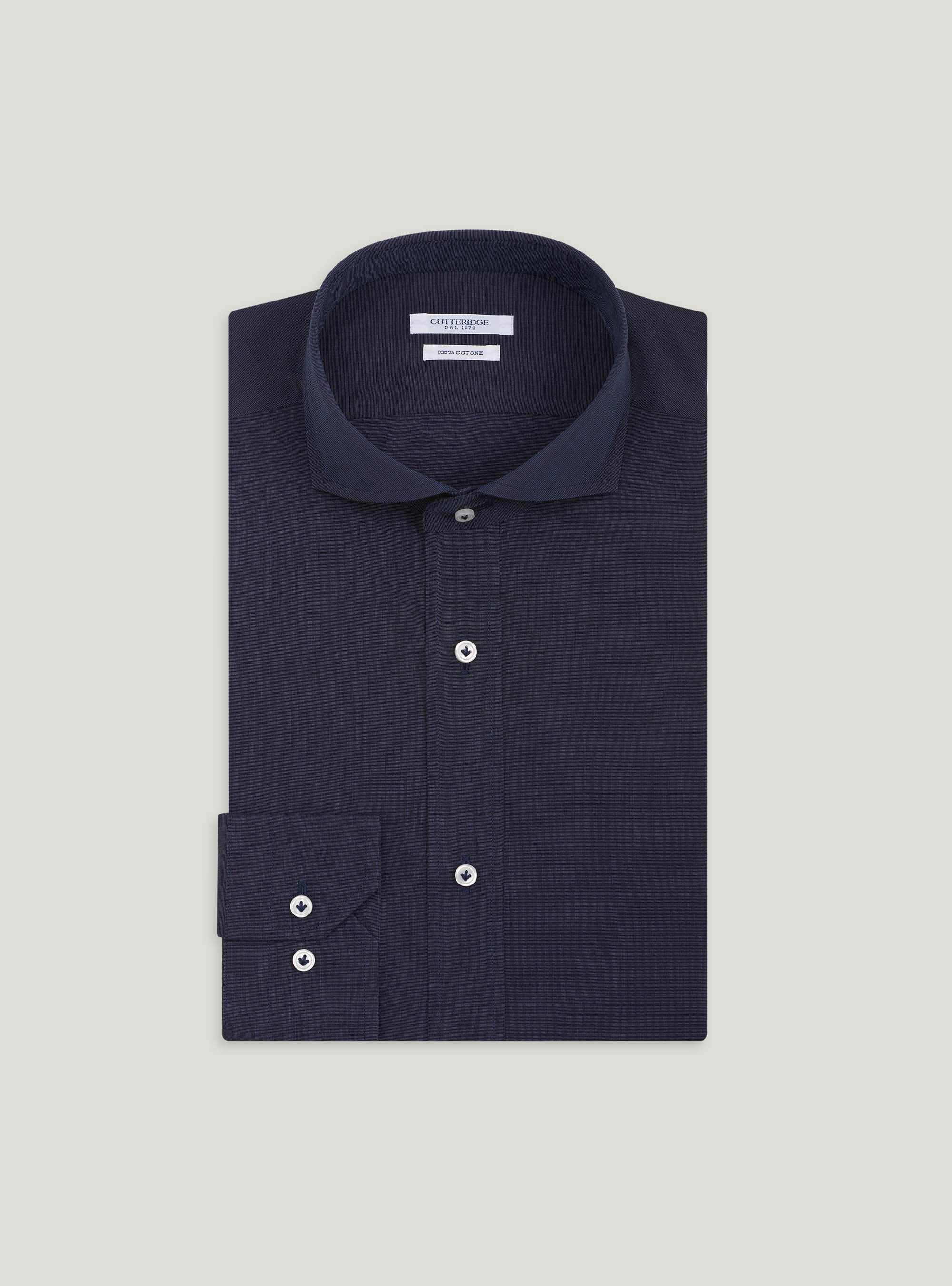 Camisa de algod&oacute;n con cuello franc&eacute;s, AZUL MARINO