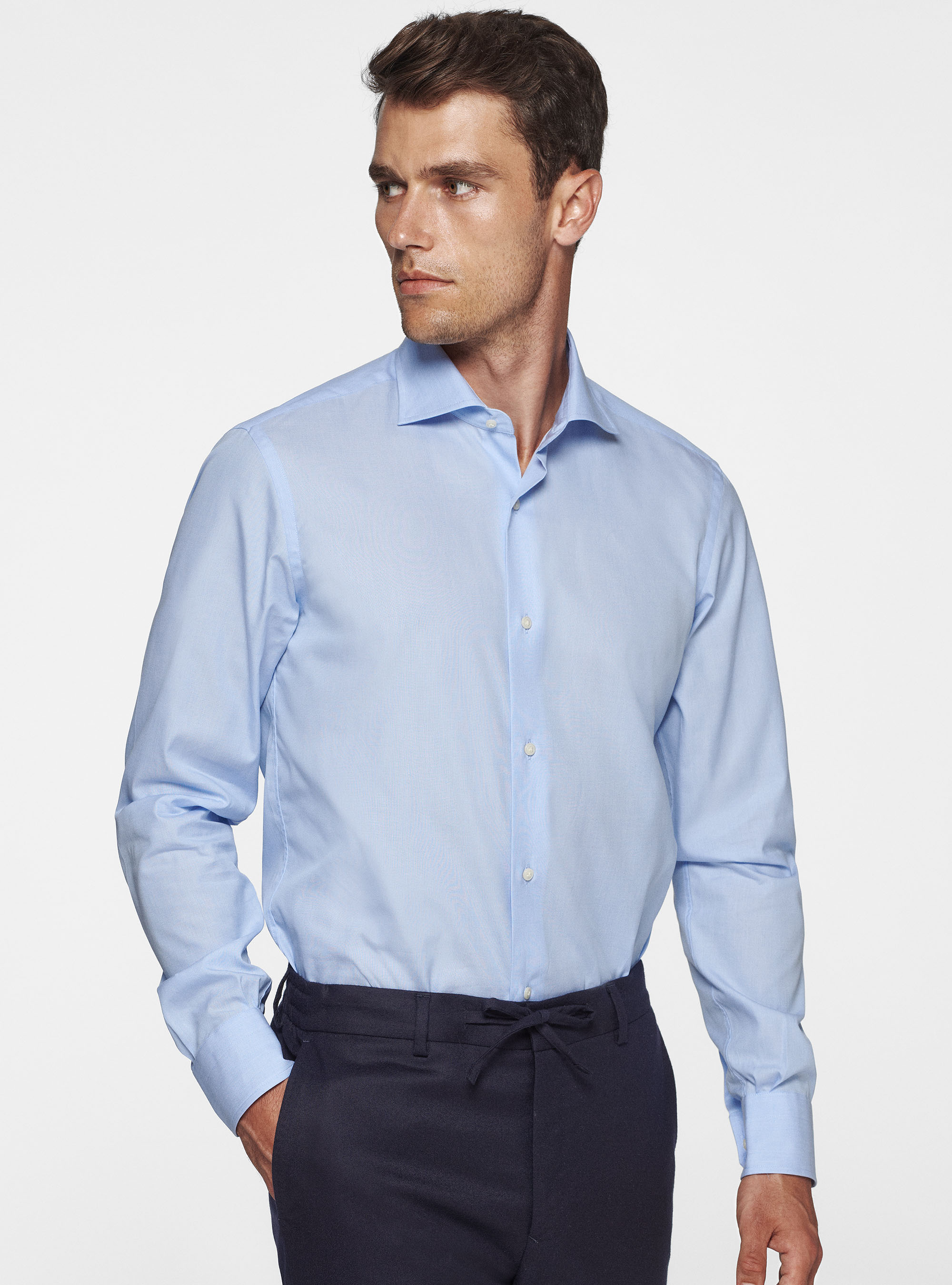 Chemise en coton fil à fil, BLEU CIEL