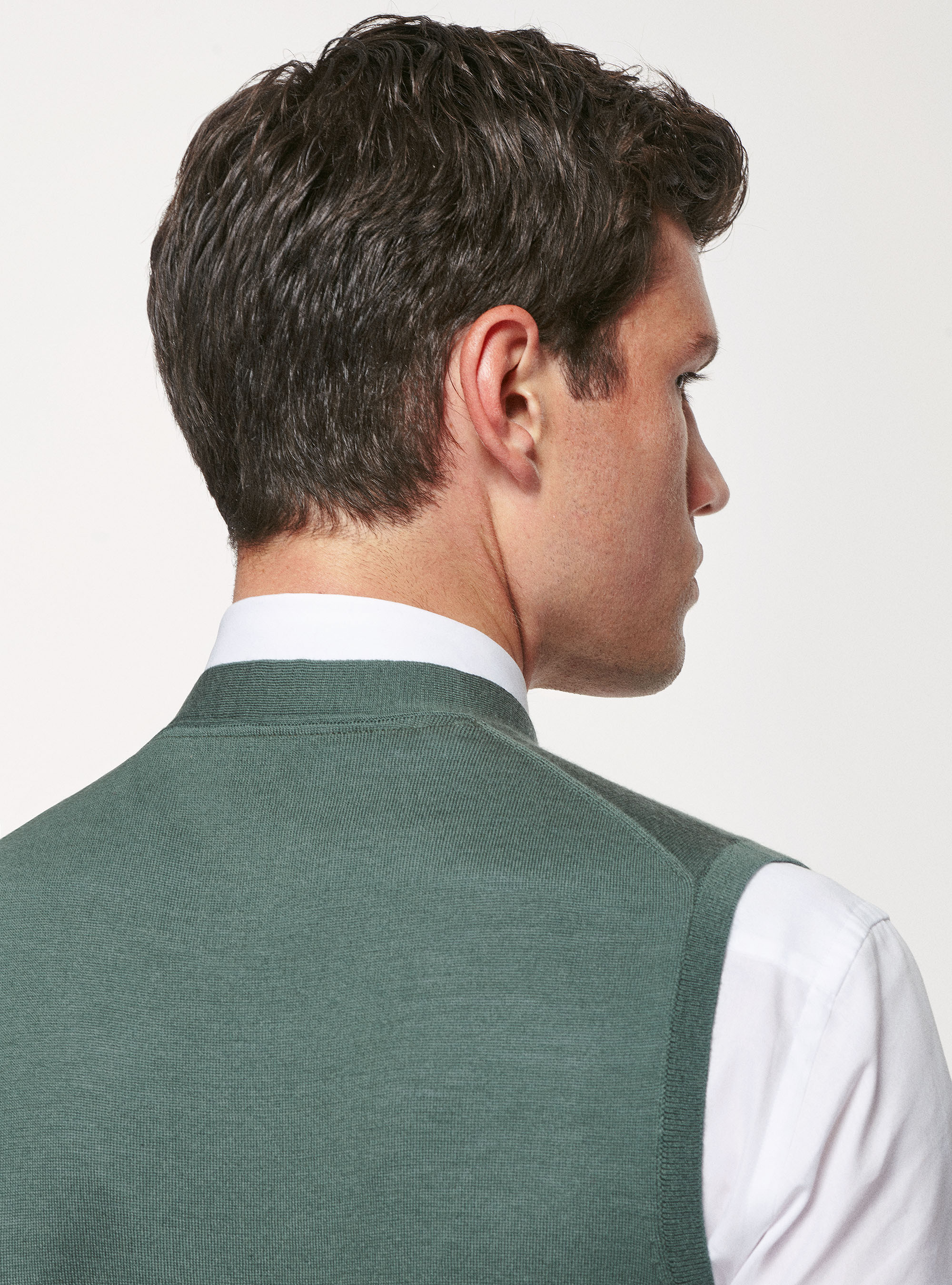 Gilet in maglia in pura lana merino, MILITARE 0609C