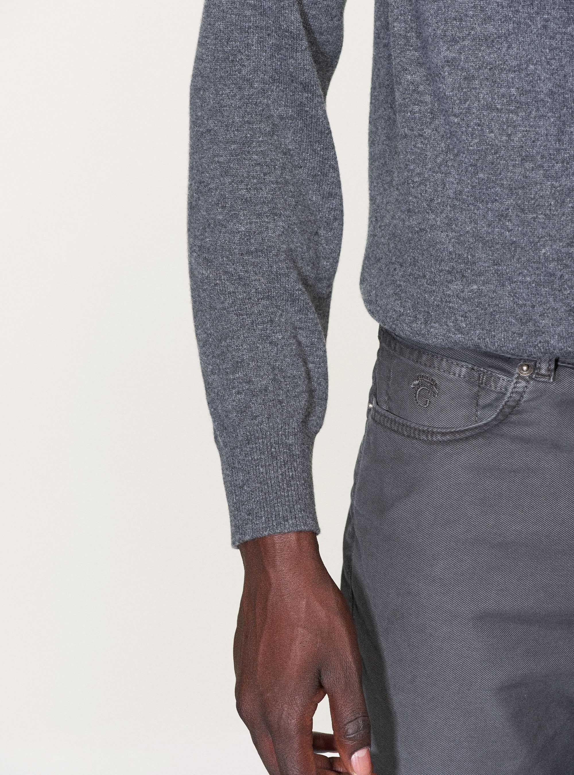 Maglia girocollo in lana lambswool e cashmere, GRIGIO CHIARO