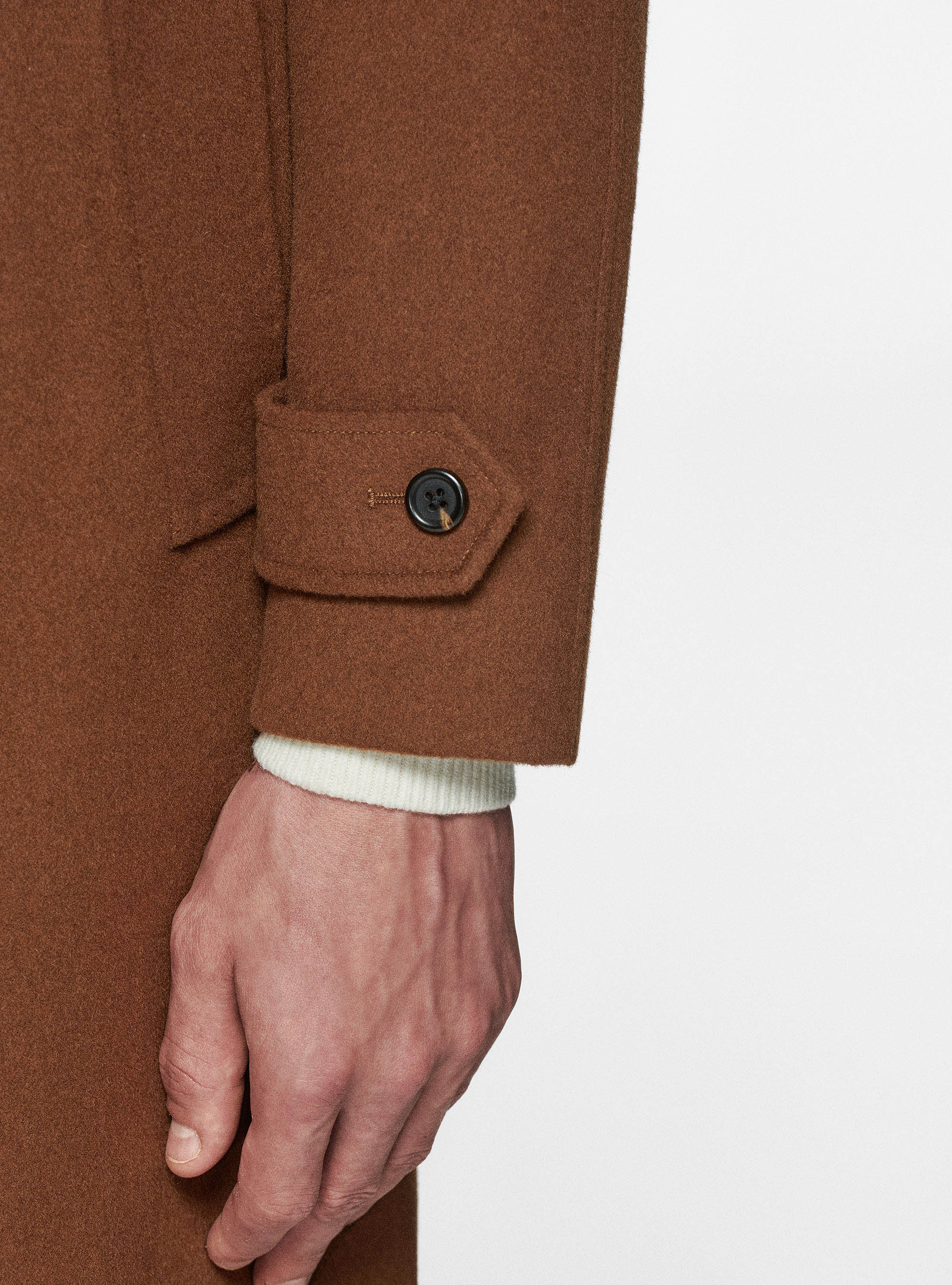 Soprabito in lana e cashmere, TABACCO