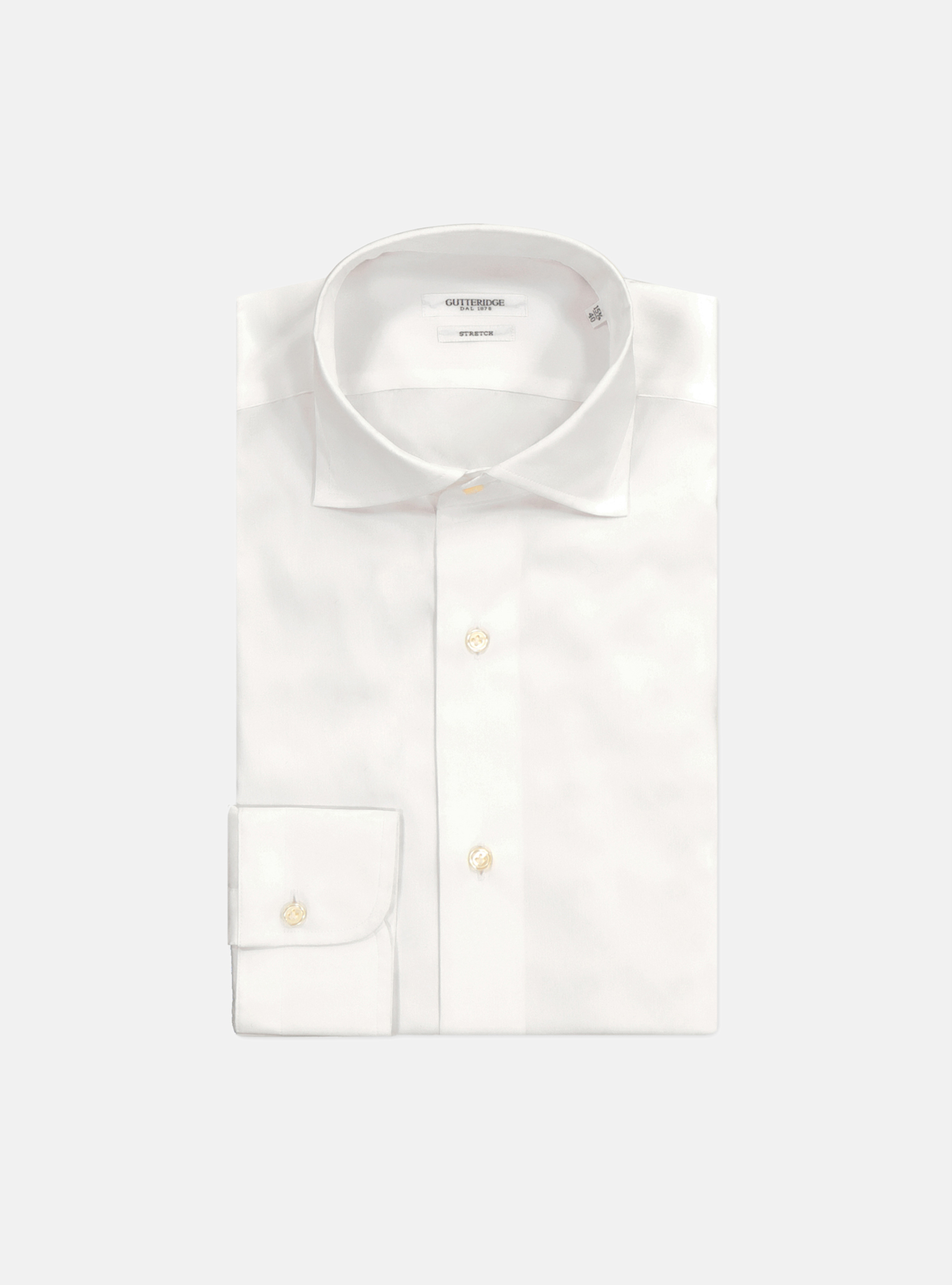 Camicia in cotone popeline stretch con collo francese semiaperto, BIANCO