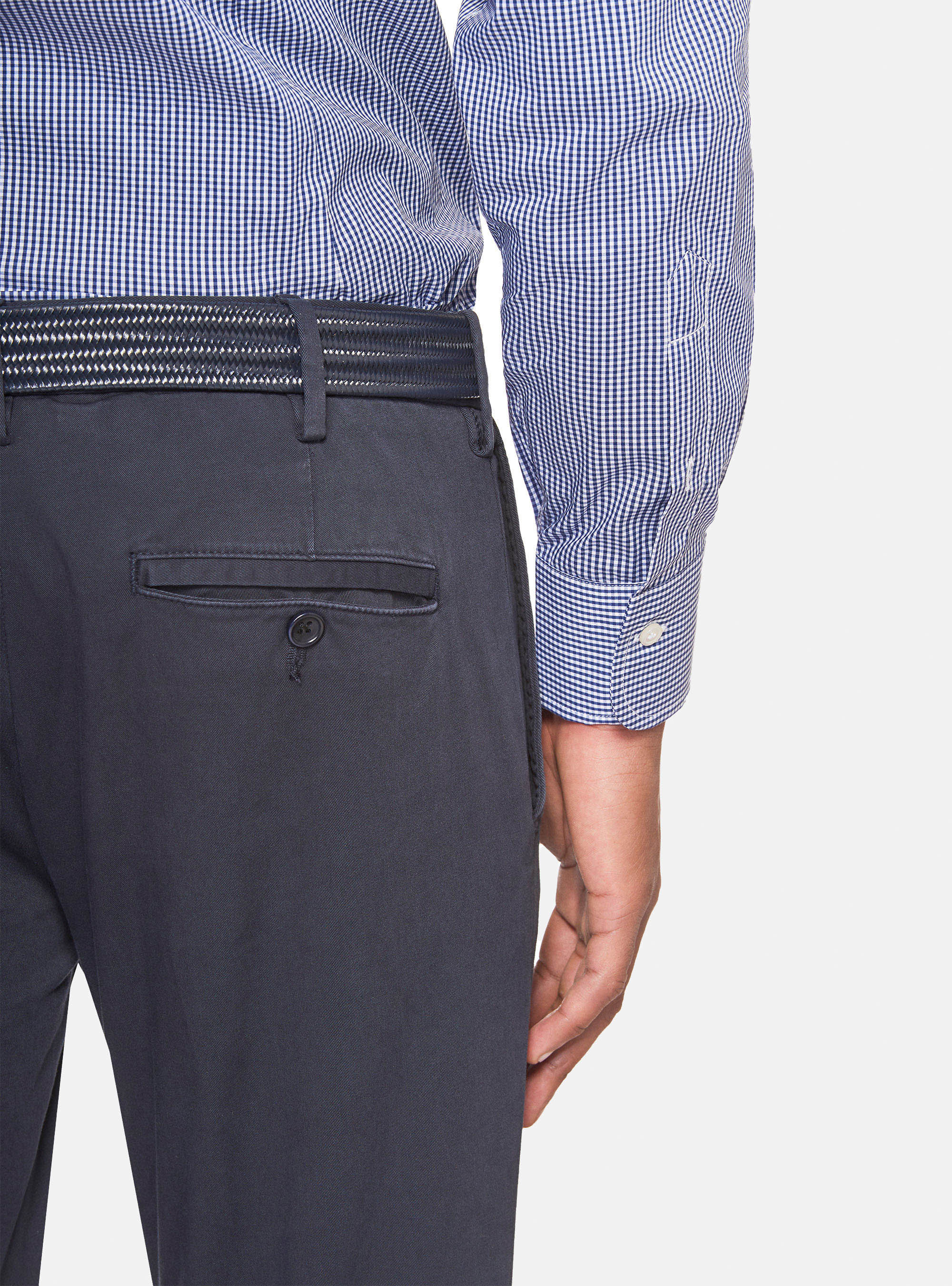 Pantaloni chino in twill di cotone stretch, BLU NAVY
