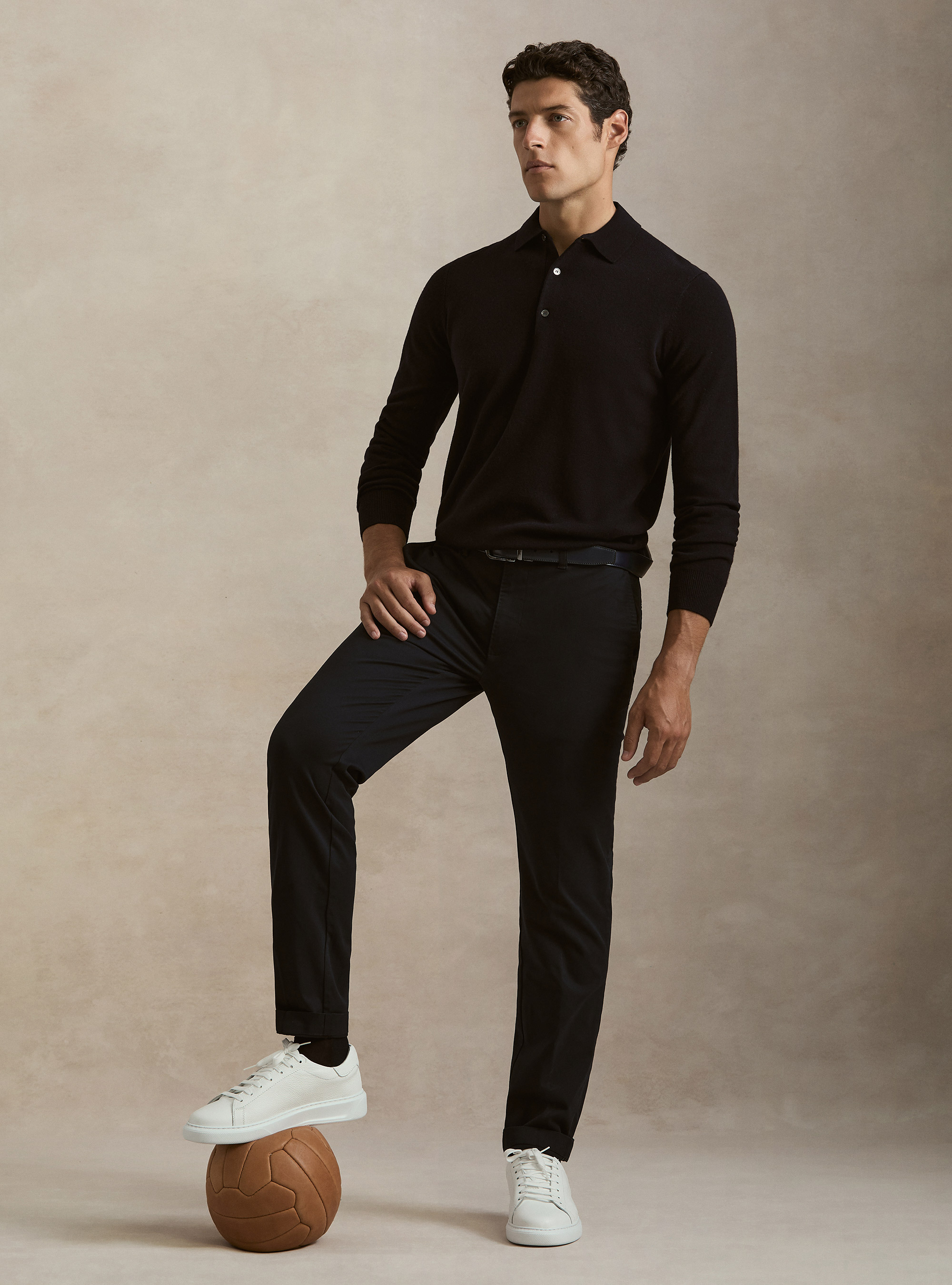 Polo in maglia in lana cashmere m/l, BLU NAVY