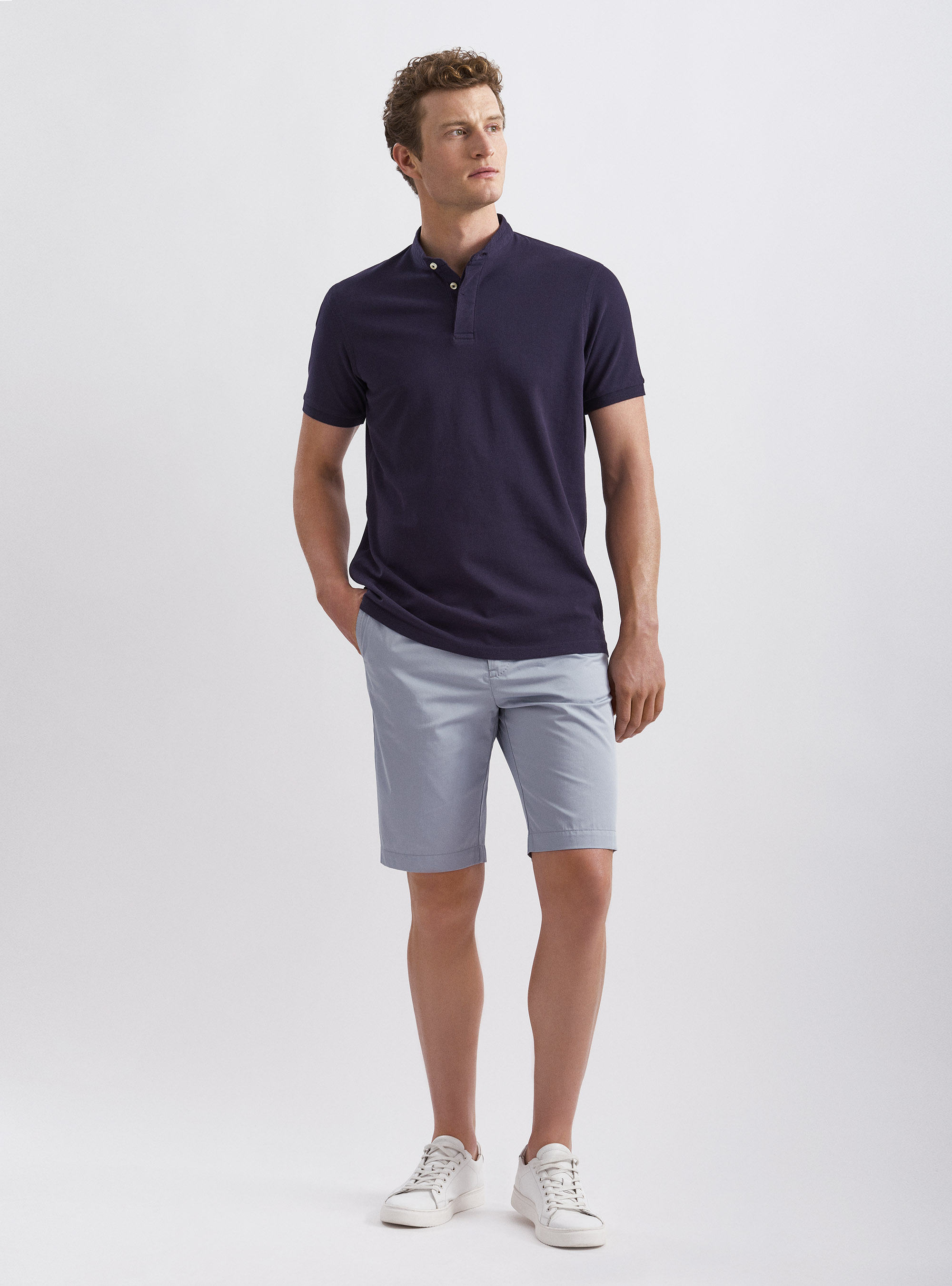 Bermuda in twill di cotone leggero, AZZURRO