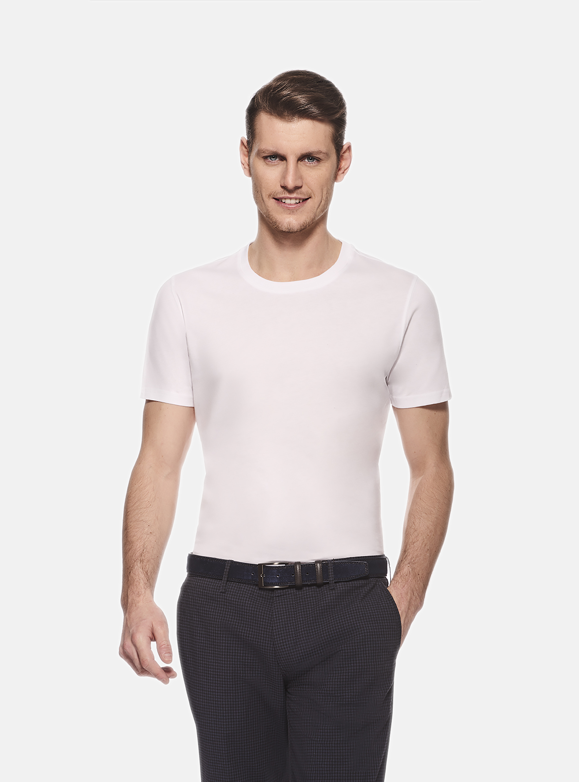 Cotton jersey half sleeve t-shirt, WHITE