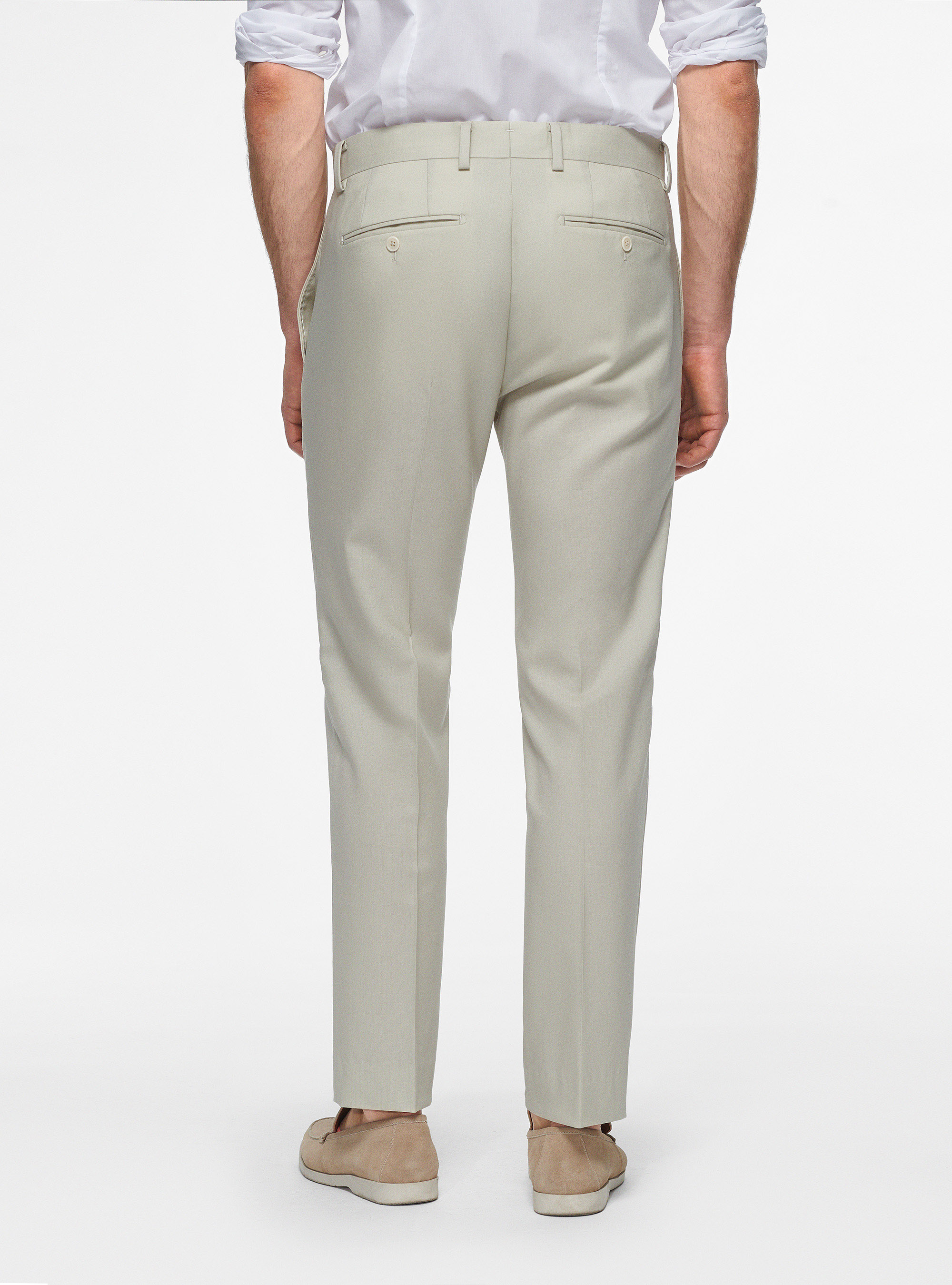 Pantaloni in pura lana Vitale Barberis Canonico, PANNA