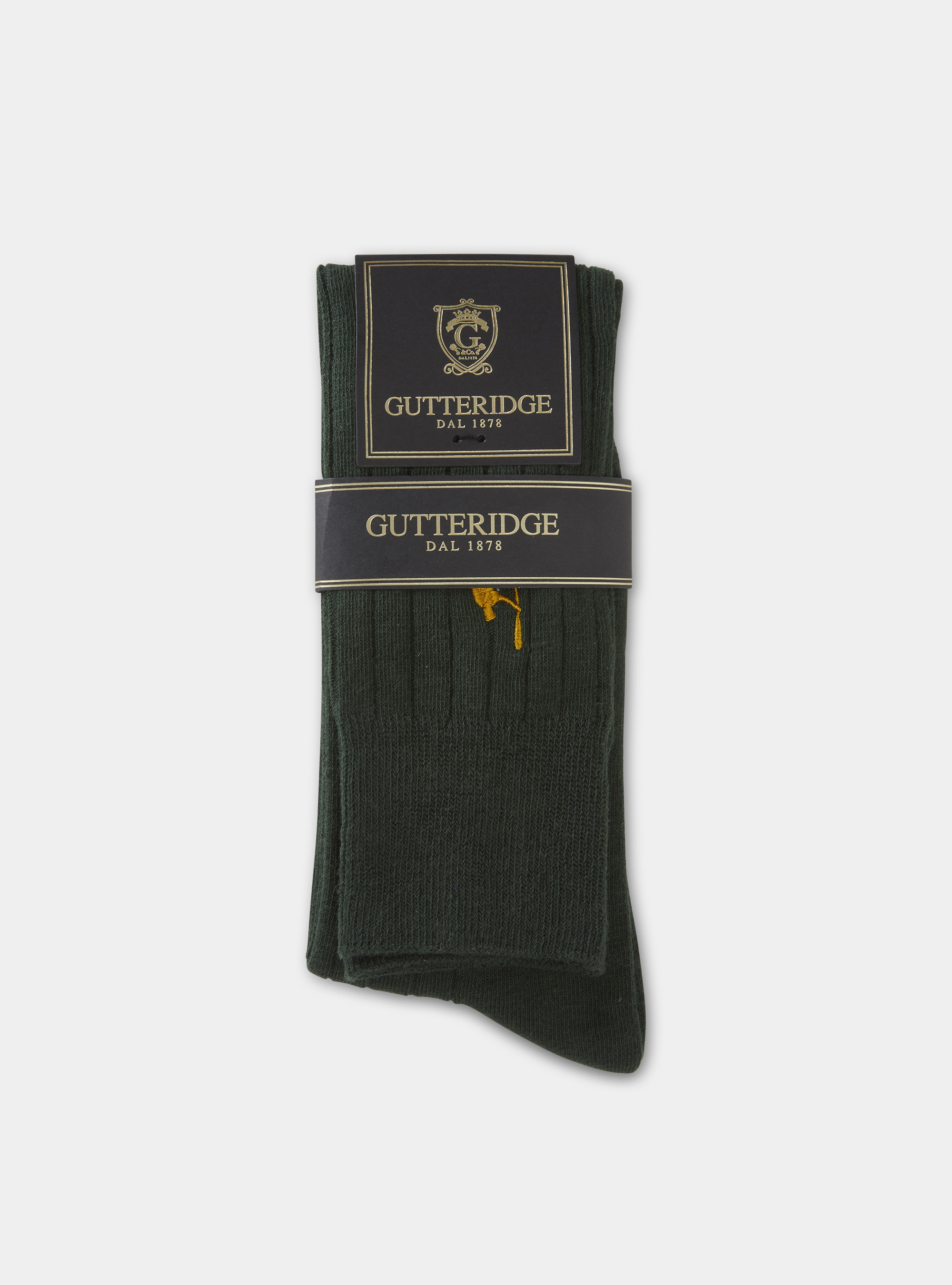 Calze in misto cotone a coste, VERDE